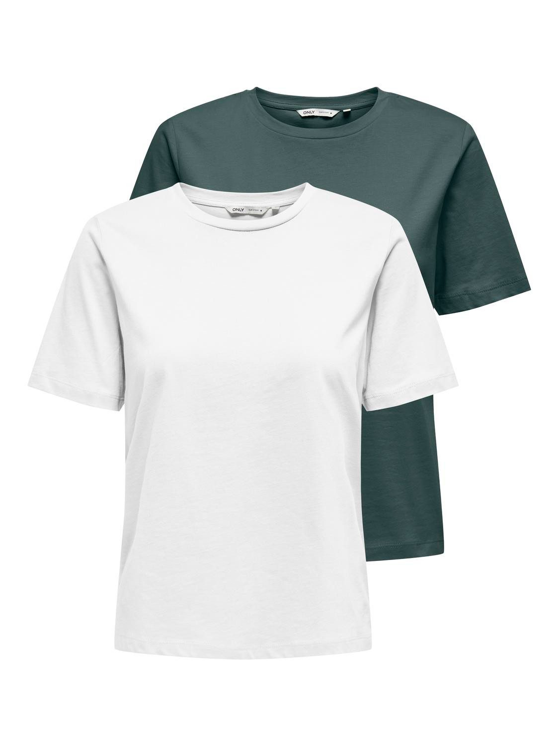 Only Shirt met korte mouwen ONLONLY S/S TEE NOOS 2 PACK (set, 2-delig)