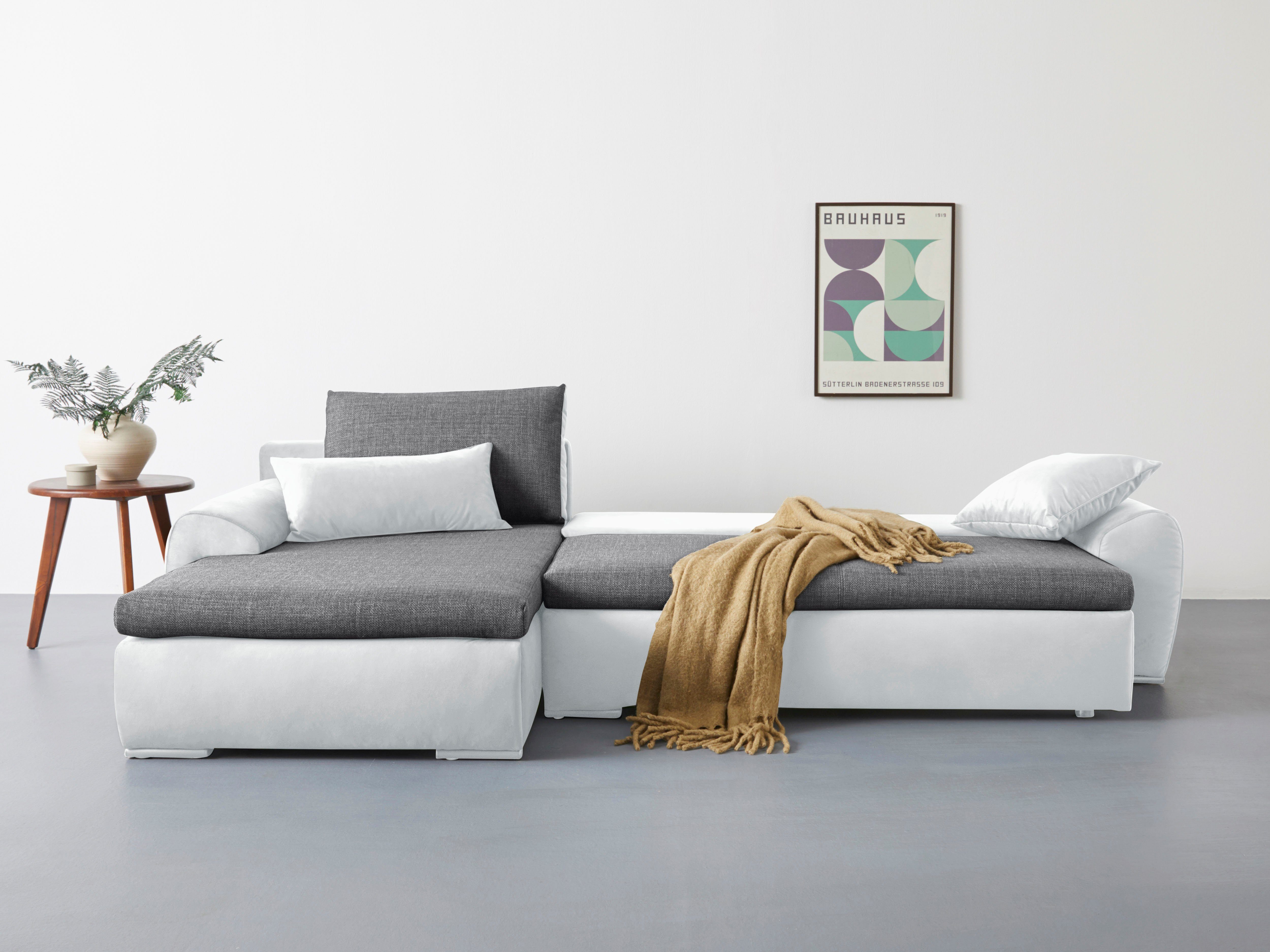 Home affaire Hoekbank Win, L-vorm, breedte 285cm optioneel met slaapfunctie en bedkast, taupe, corduroy