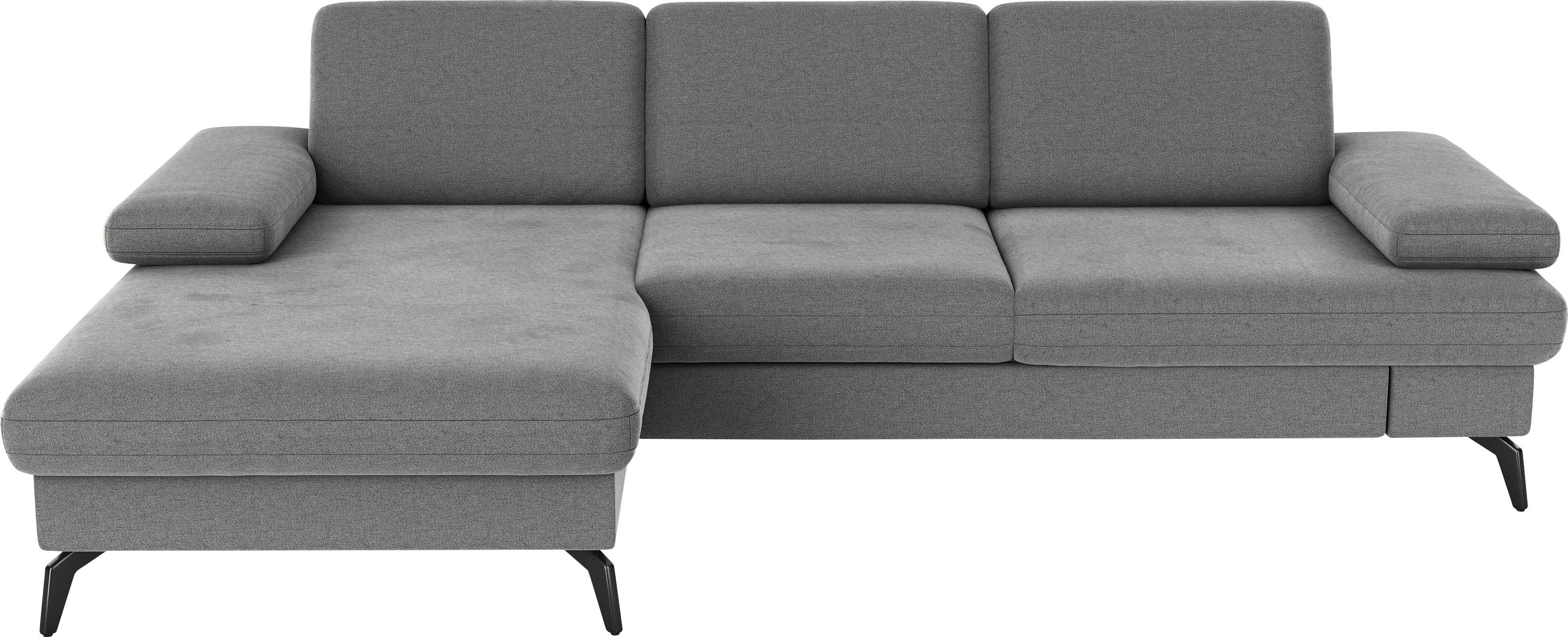 sit&more Hoekbank Morris L-vorm, incl. zitdiepteverstelling keuze uit armleuningverstelling, bedfunctie & bedlade grijs, hoekbanken, Breedte