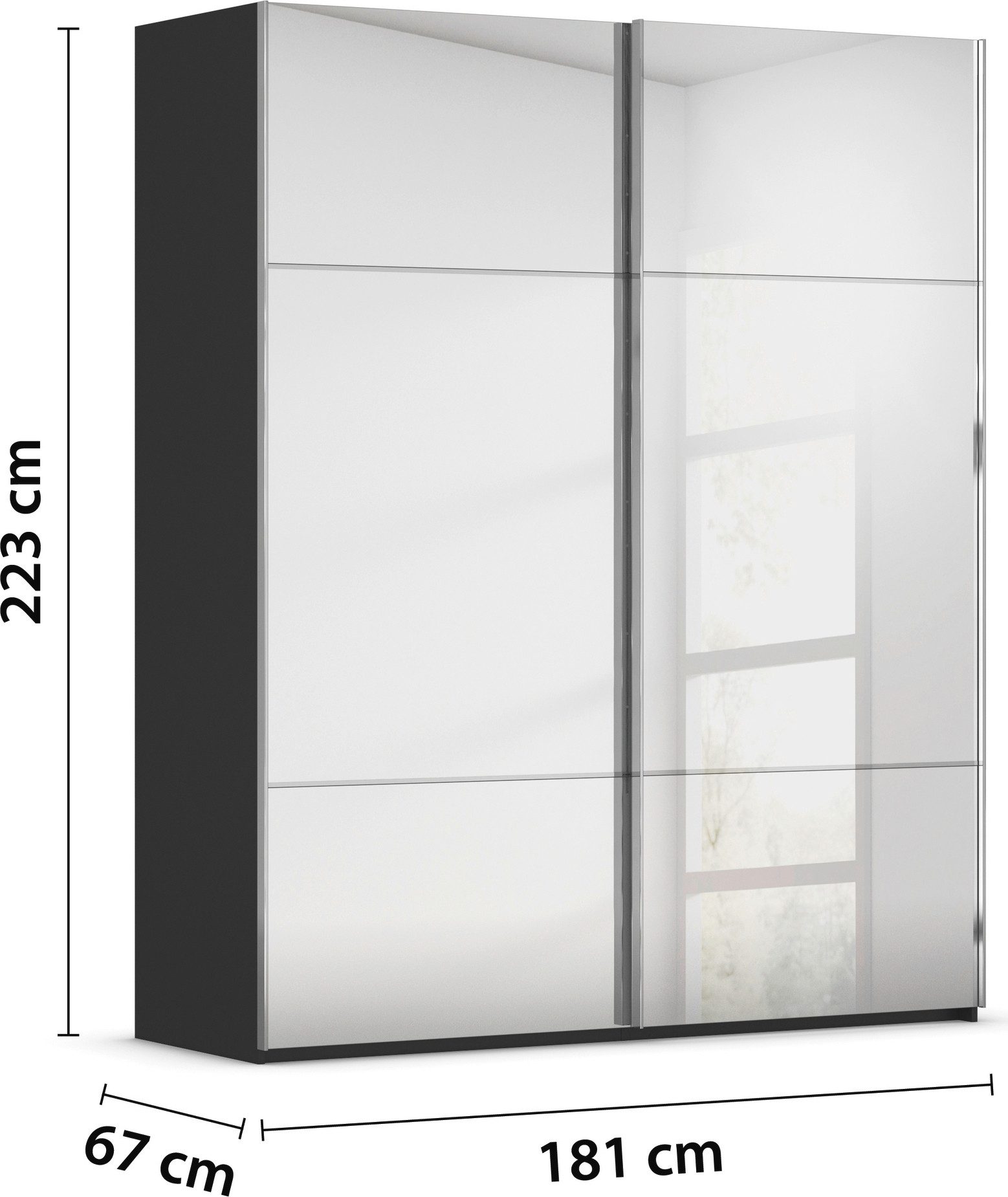 rauch Schuifdeurkast Kledingkast kast garderobe slaapkamerkast SCALE-TRIO edel drievoudig front met 2 sierlijsten spiegelfront made in germany