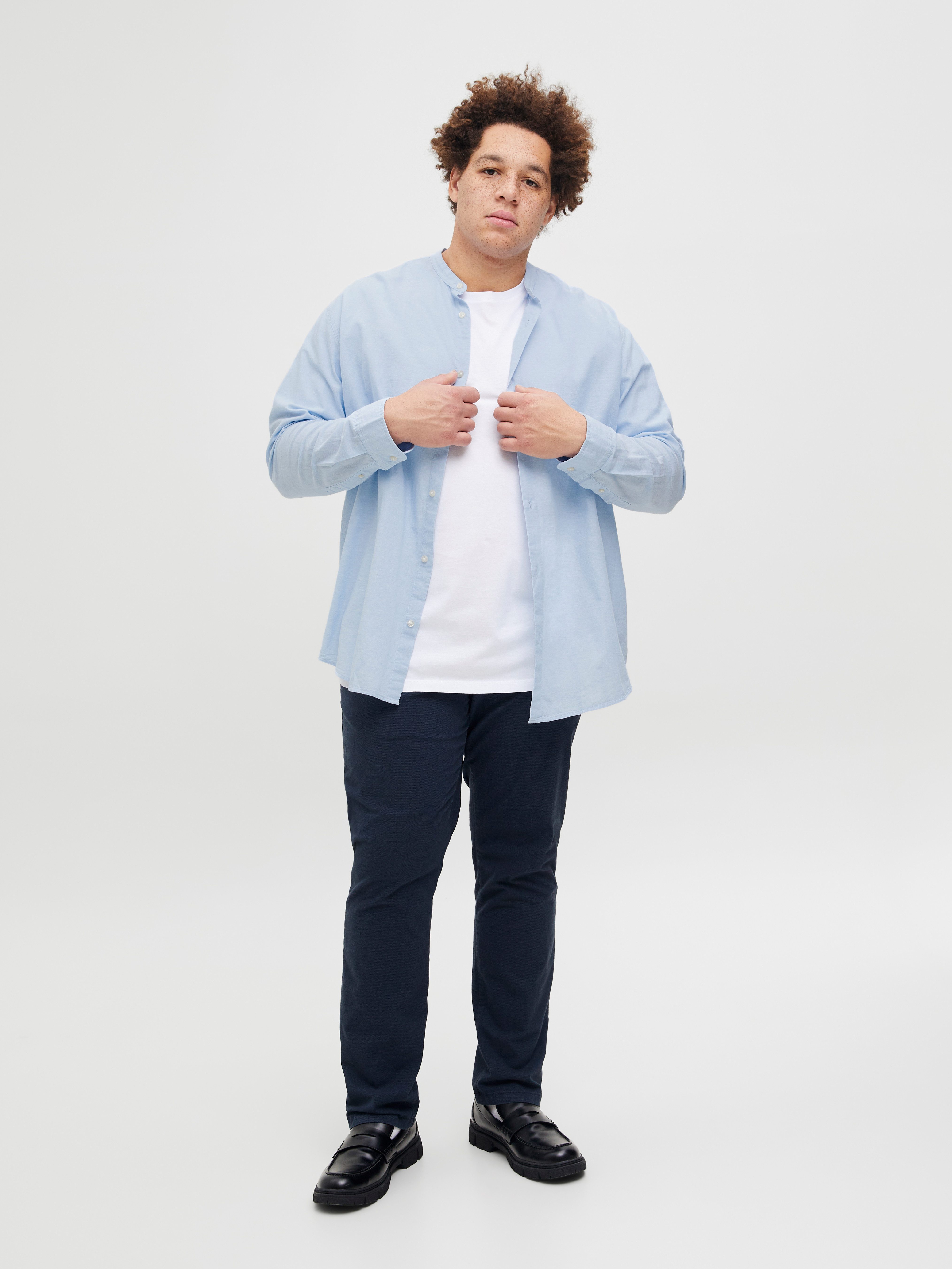 Jack & Jones PlusSize Overhemd met lange mouwen JJEBREEZE LINEN BLE BAND SHIRT LS SN PLS