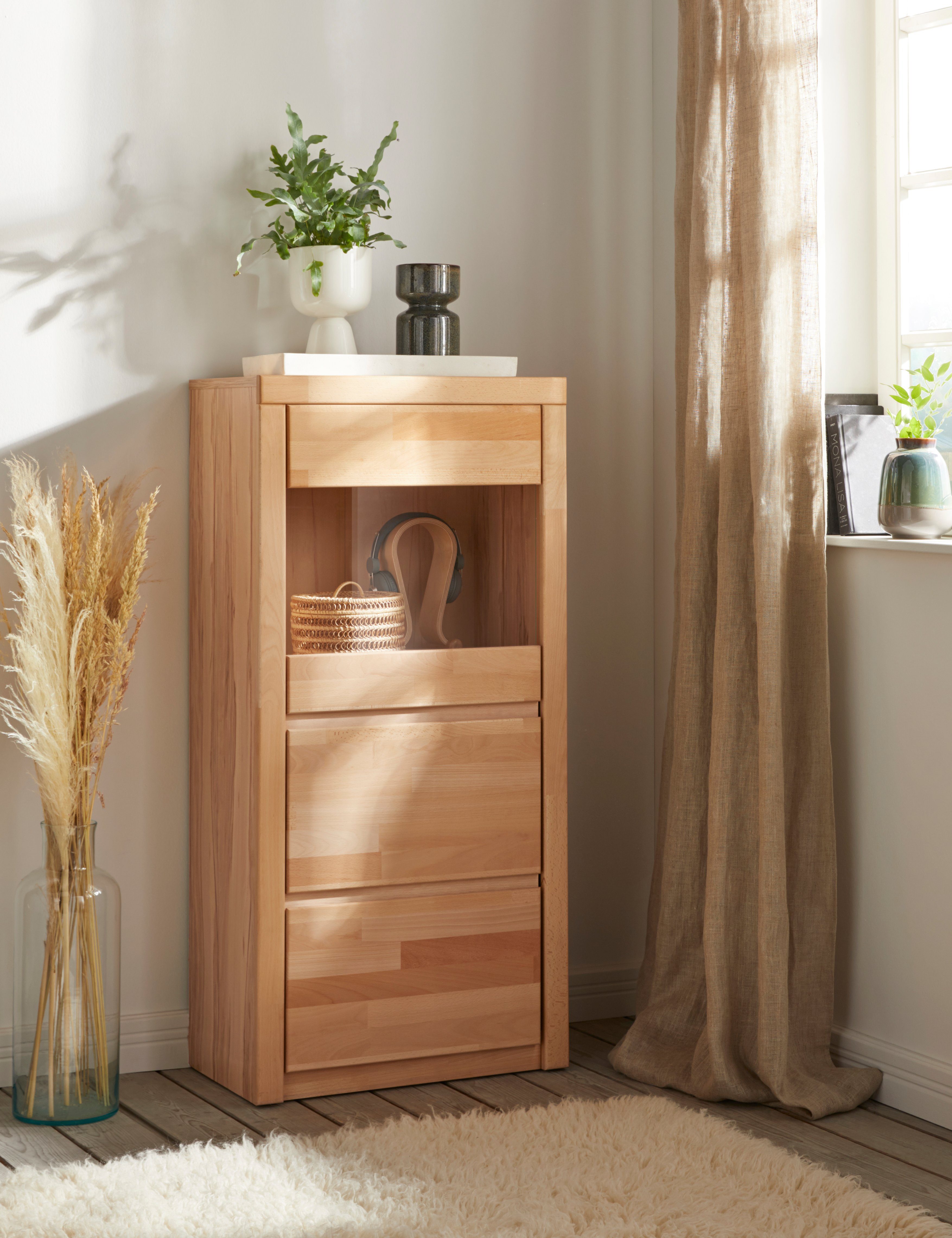 Home affaire Vitrinekast Silkeborg mooie greeploze look, gedeeltelijk massief