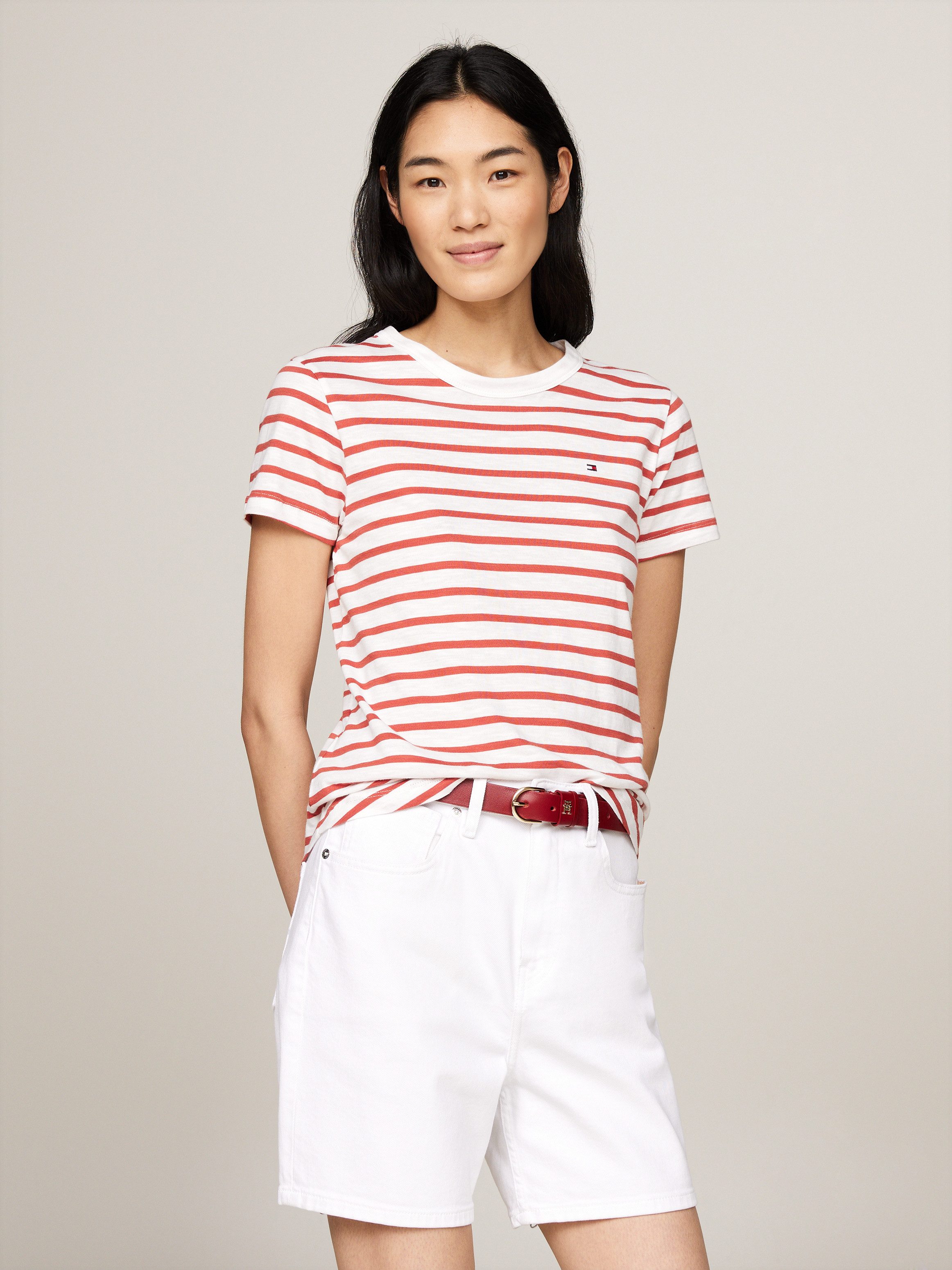 Tommy Hilfiger Shirt met ronde hals 1985 SLIM SLUB C-NK SS