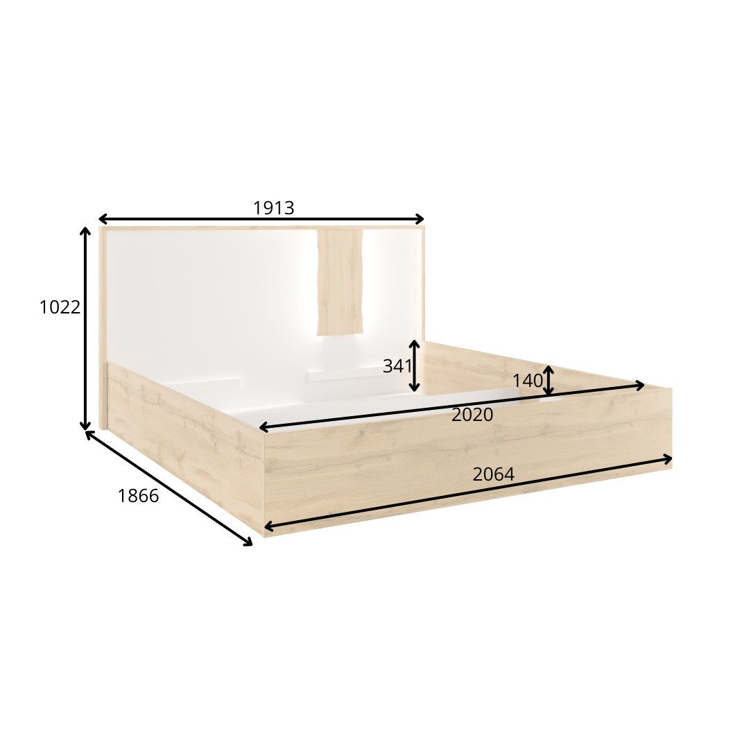 INOSIGN Bed Fabella zonder matras (slaapoppervlak 180x200 cm) Bed met opbergruimte en LED-verlichting, BxDxH 191,3x206,4x102,2 cm