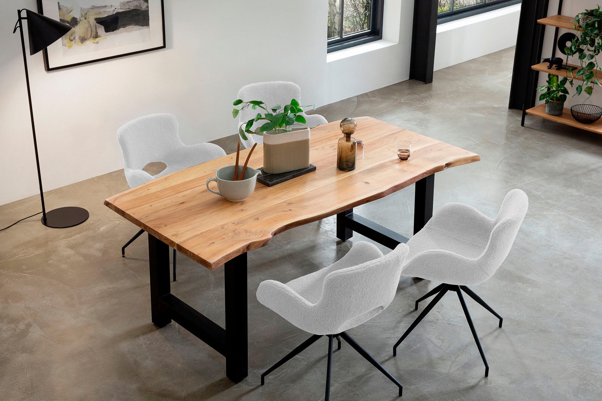 SalesFever Eetkamerstoel 180° draaiplaat onder de zitting, met rug cut-out