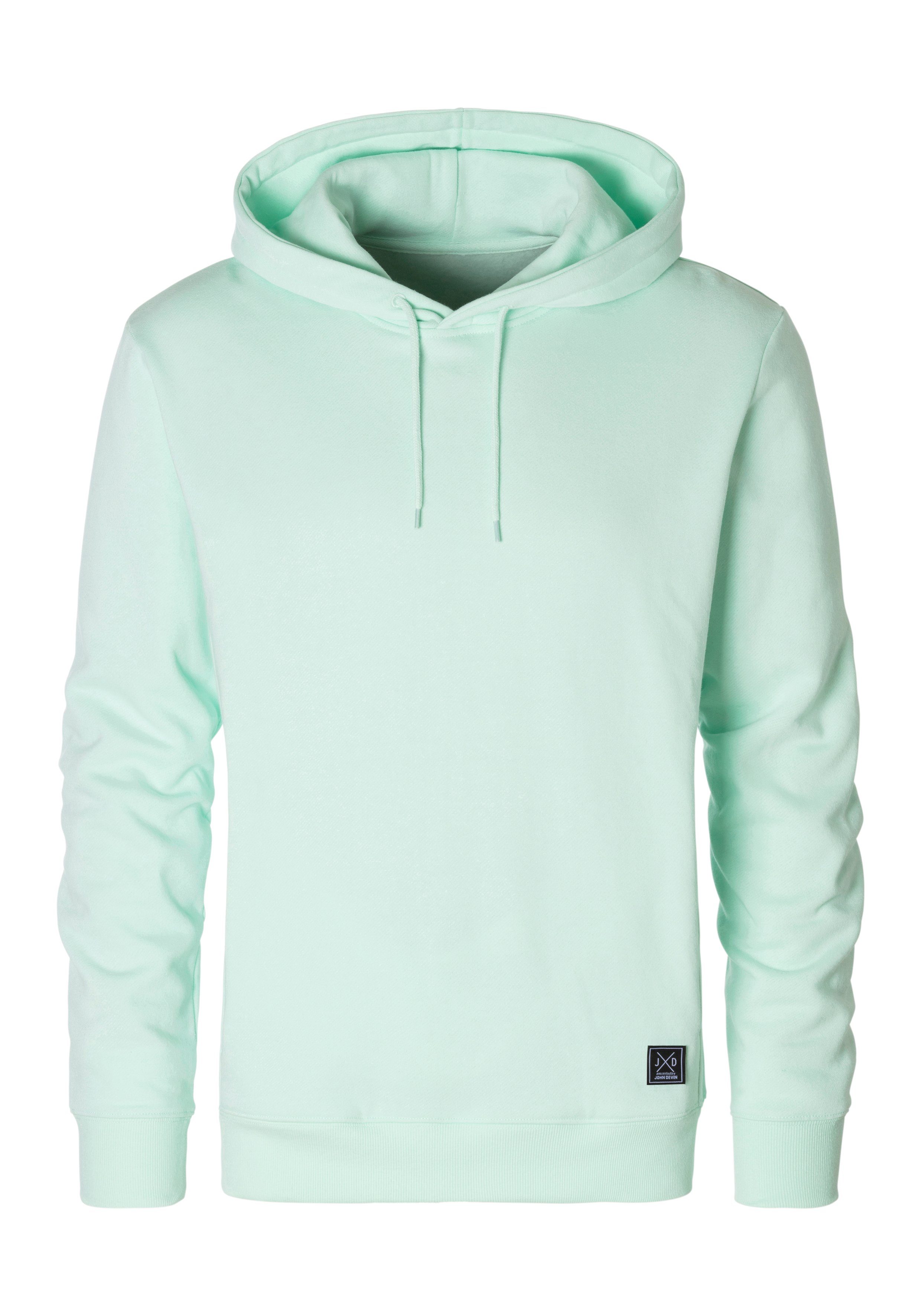 John Devin Hoodie Langarm, sweatshirt met ronde hals en capuchon, katoenmix