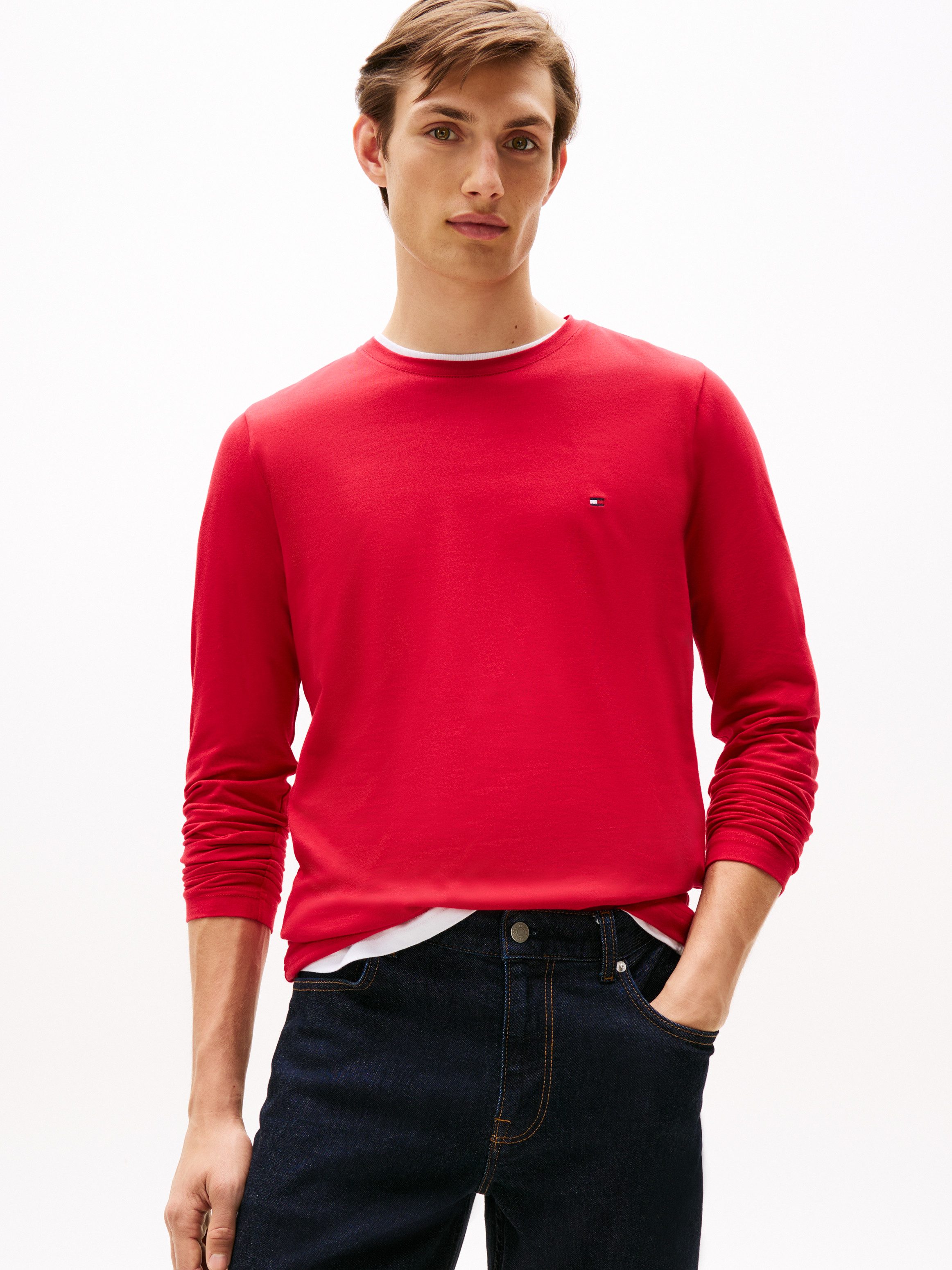 Tommy Hilfiger Shirt met lange mouwen STRETCH SLIM FIT LONG SLEEVE van biologische katoen-stretch
