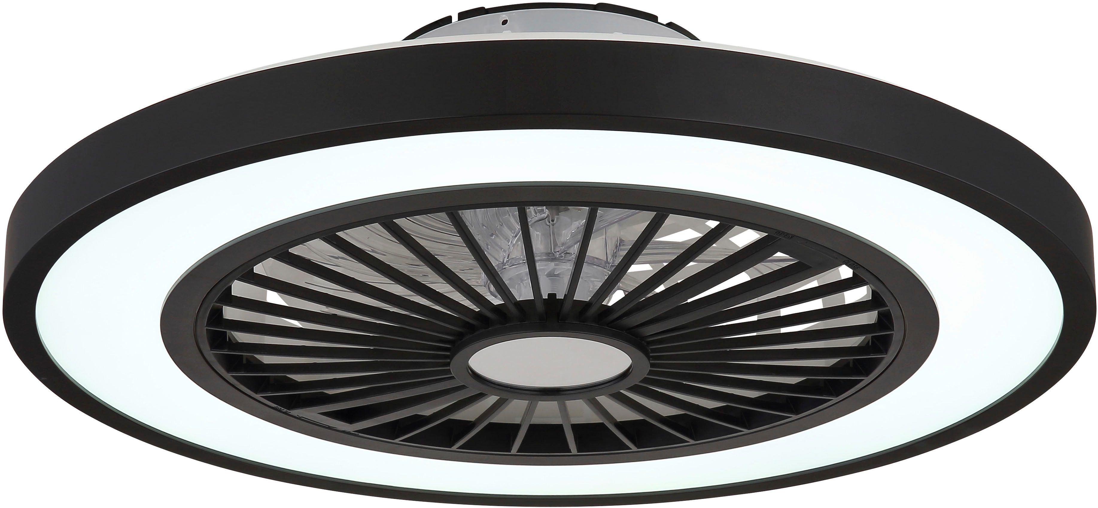 Globo Lightning Plafondlamp BLIZZAK Plafondventilator metaal zwart mat, LED (1 stuk)