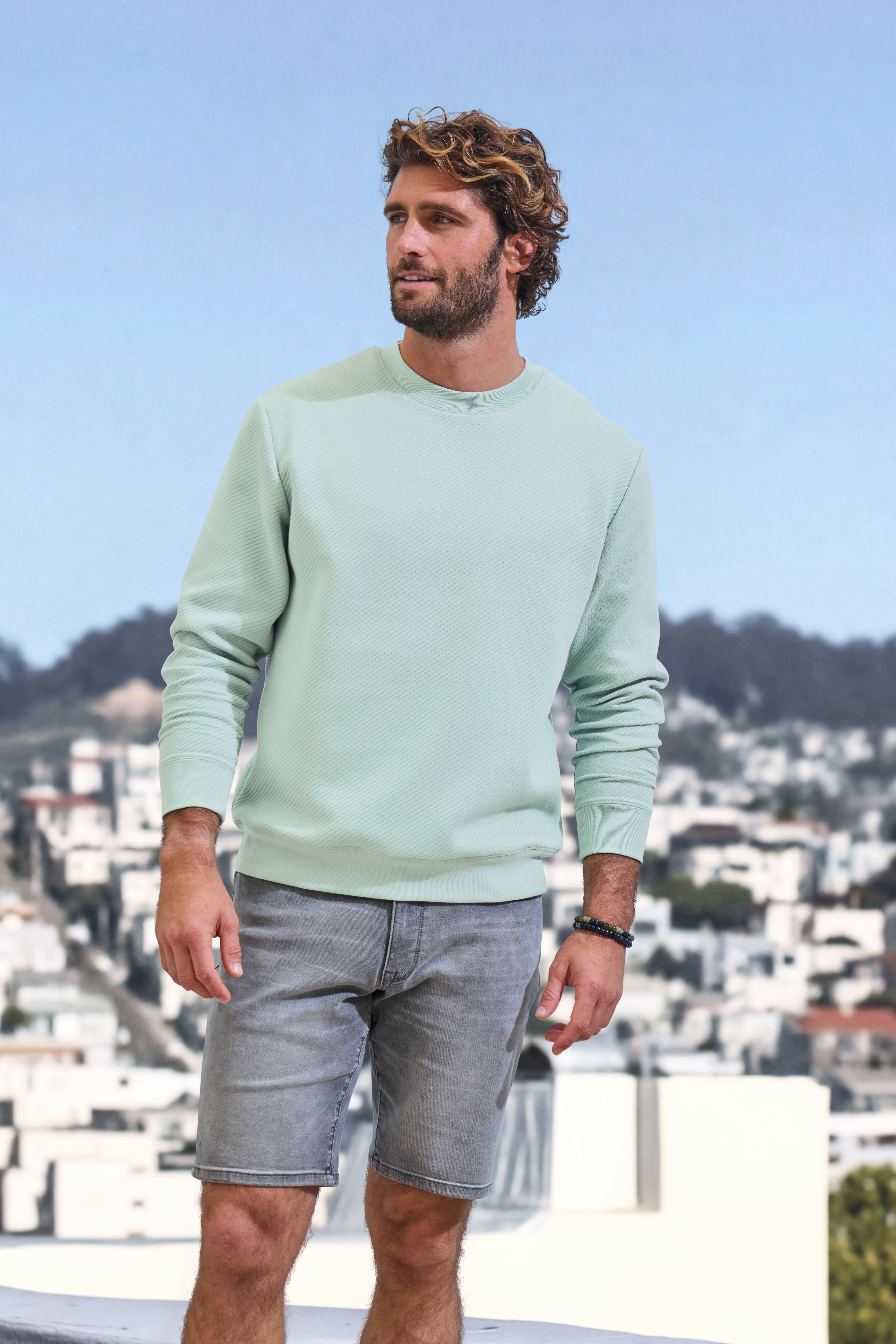 John Devin Sweatshirt Lange mouwen, sweatshirt met structuur, ronde hals, katoenmix