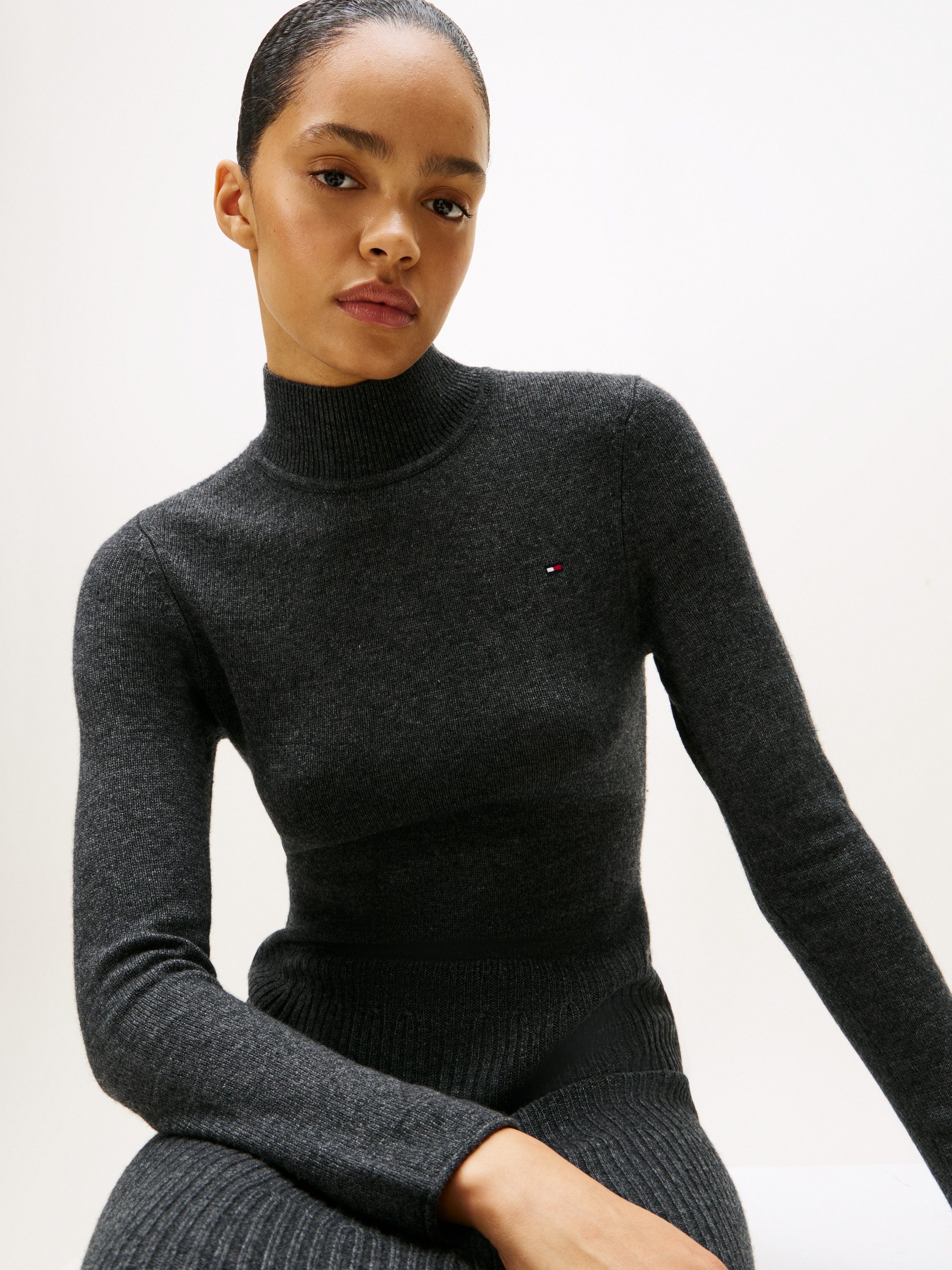 Tommy Hilfiger Gebreide jurk SOFT WOOL LS MOCK-NK SWT DRESS