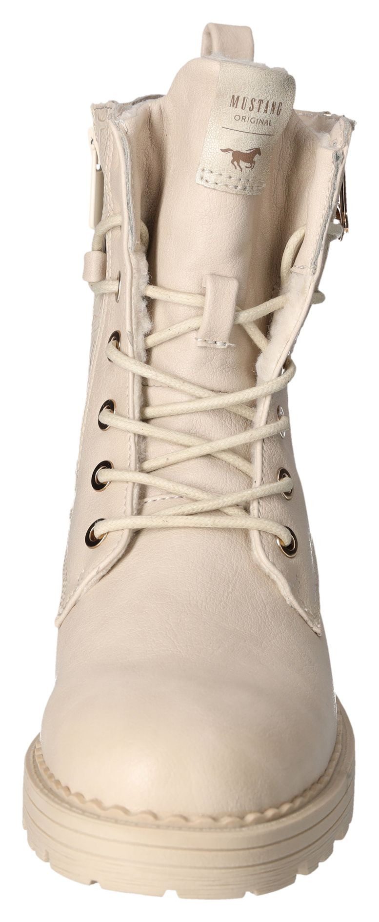 Mustang Shoes Winterlaarzen hakken, winter-enkellaars, veterschoenen, logo-opschriften