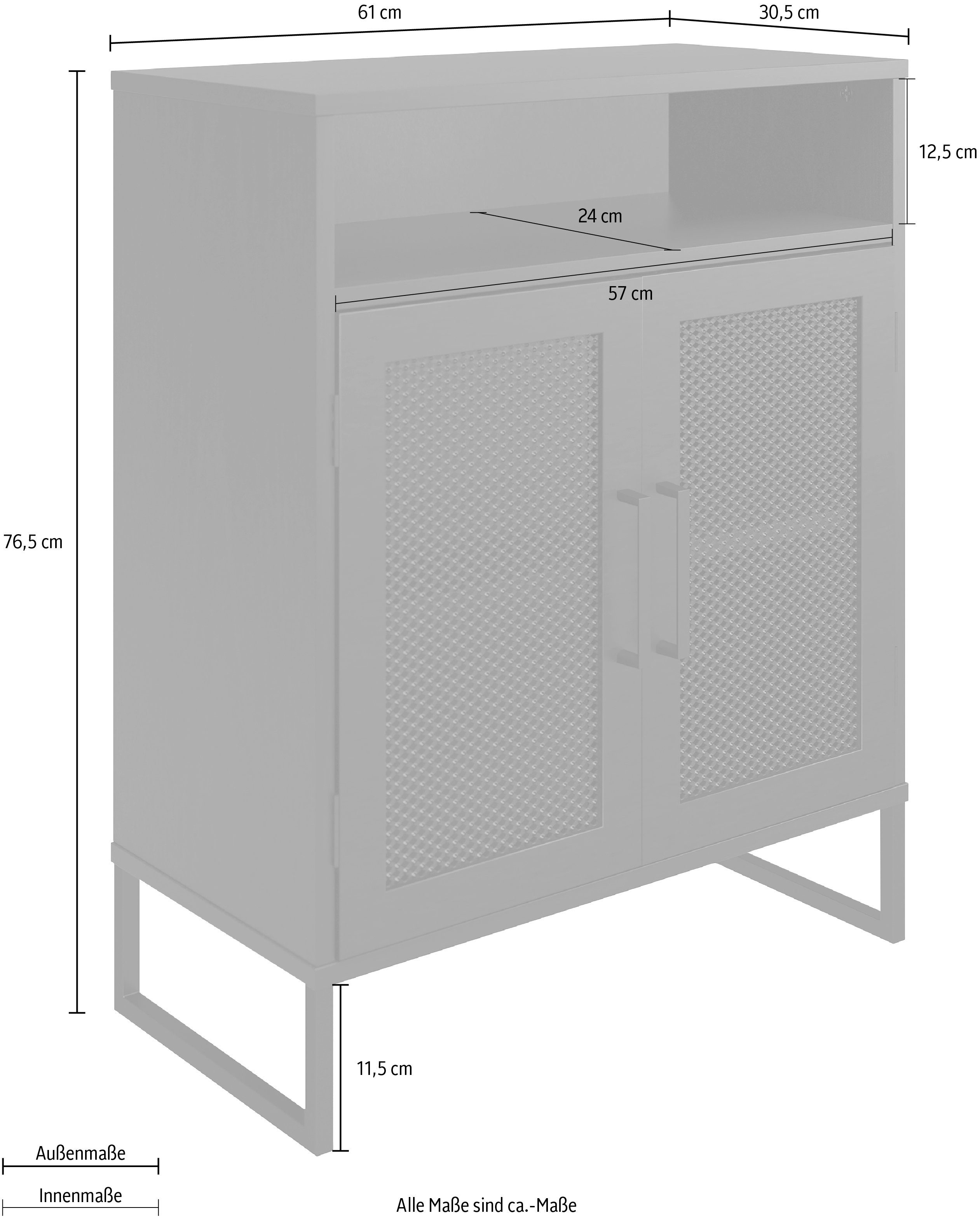 Dorel Home Archiefkast Purdue Deuren met magneetsluiting, mesh van metaal, breedte 61 cm, hoogte 76,5 cm