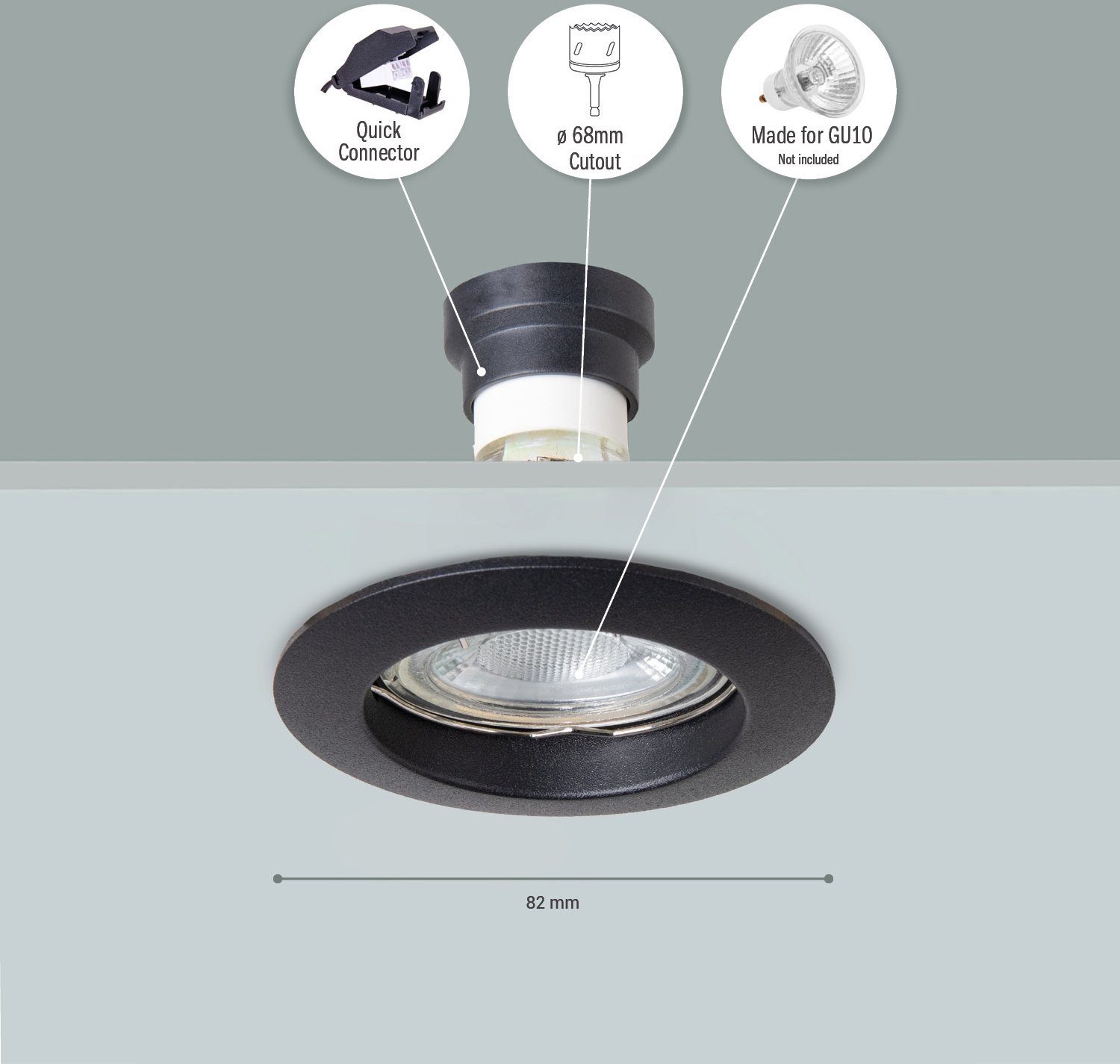 Paco Home Inbouwlamp Klara Inbouwspot spot onderbouwlamp vlak 6-delige set GU10