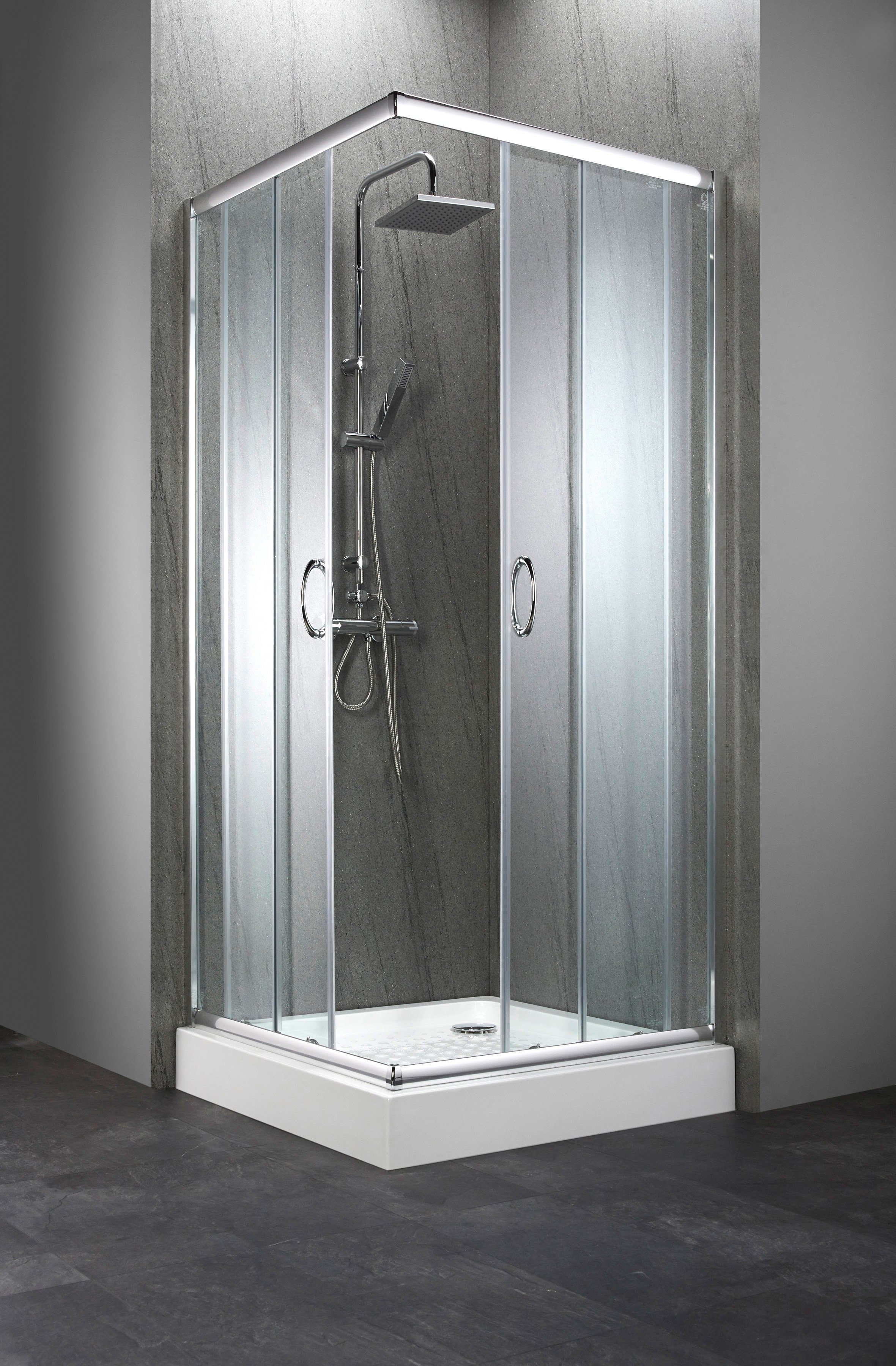 welltime Hoekdouchecabine Summer met groot verstelbereik, doucheafscheiding met schuifdeuren, 90 cm x 90 cm