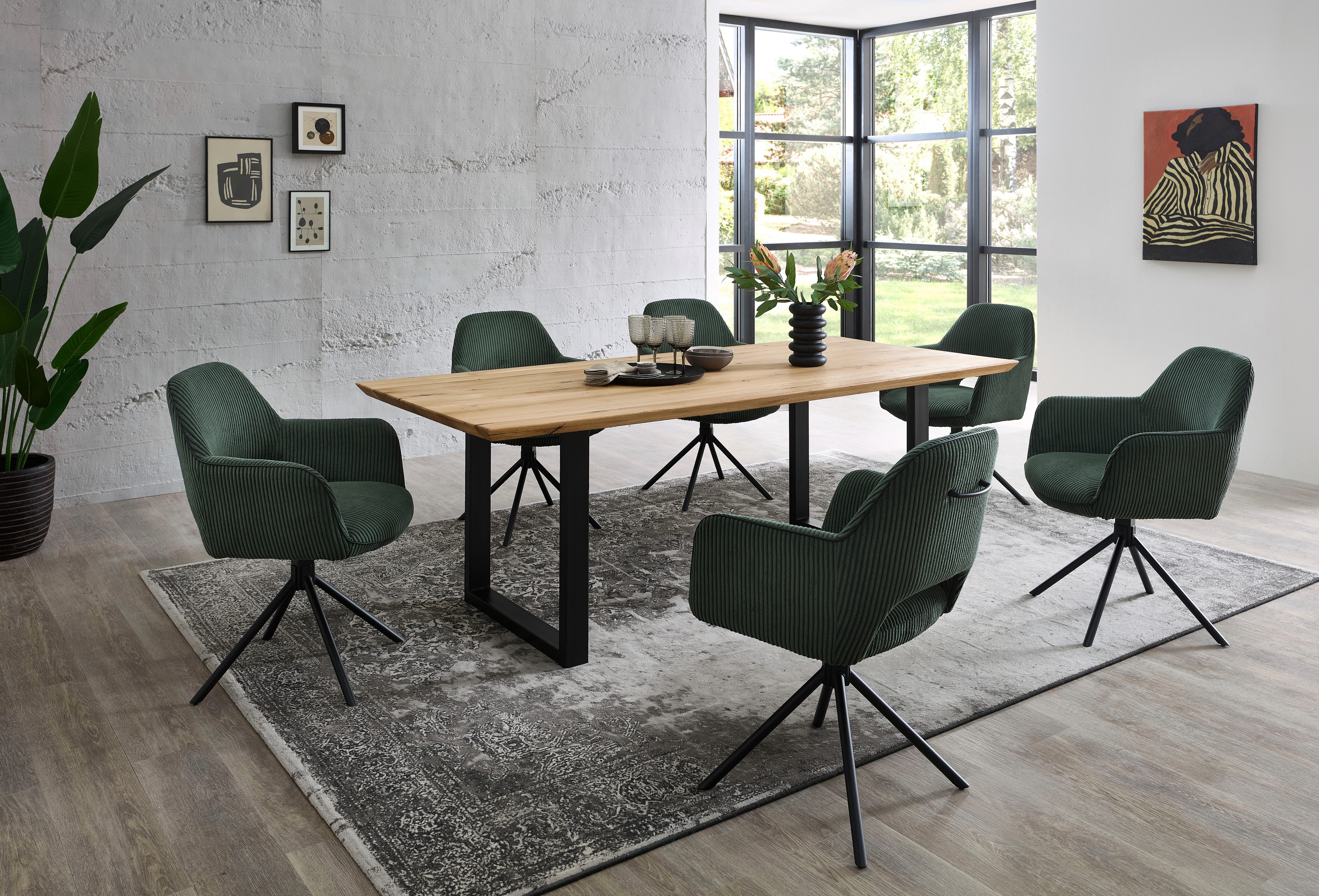 Stolkom Eettafel Bennet Eik massief hout, tafel met Zwitserse rand