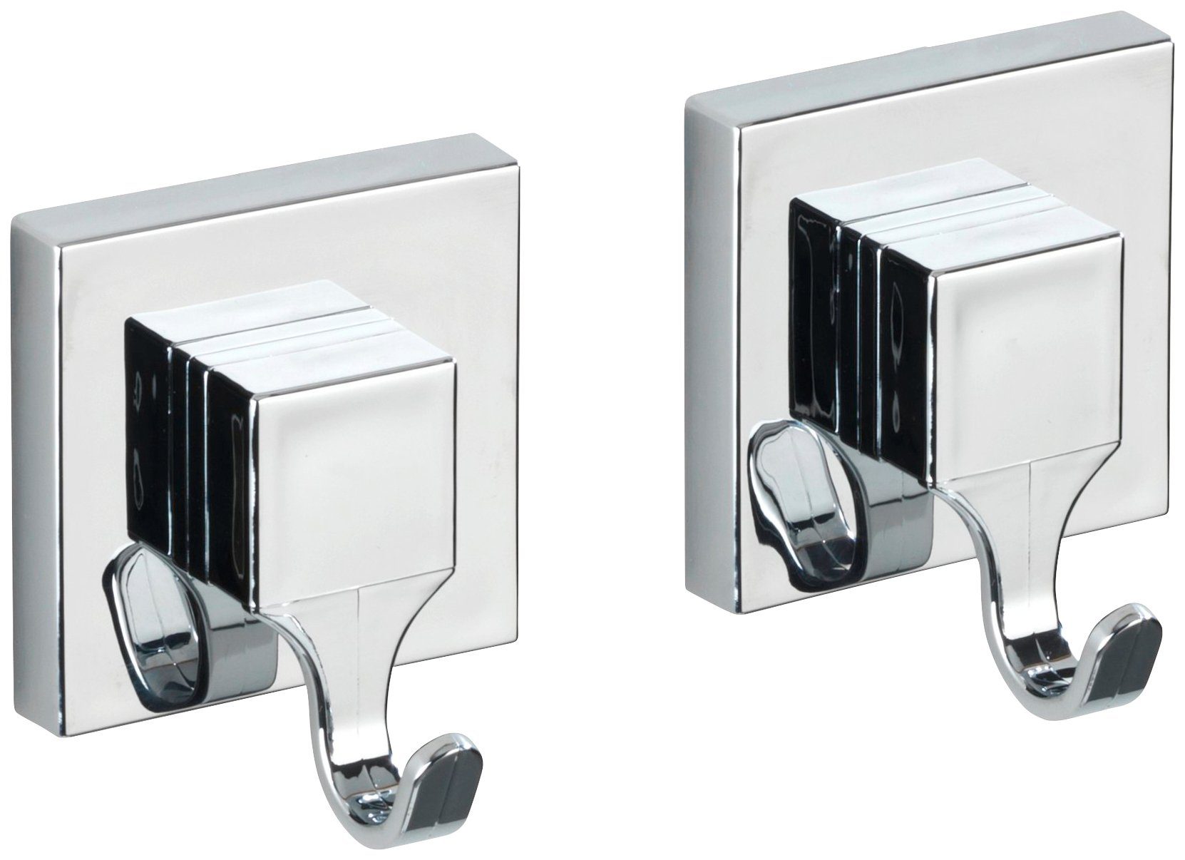 WENKO Wandhaak Quadro set van 2, bevestigen zonder boren wandkapstokken zilver(kleur)