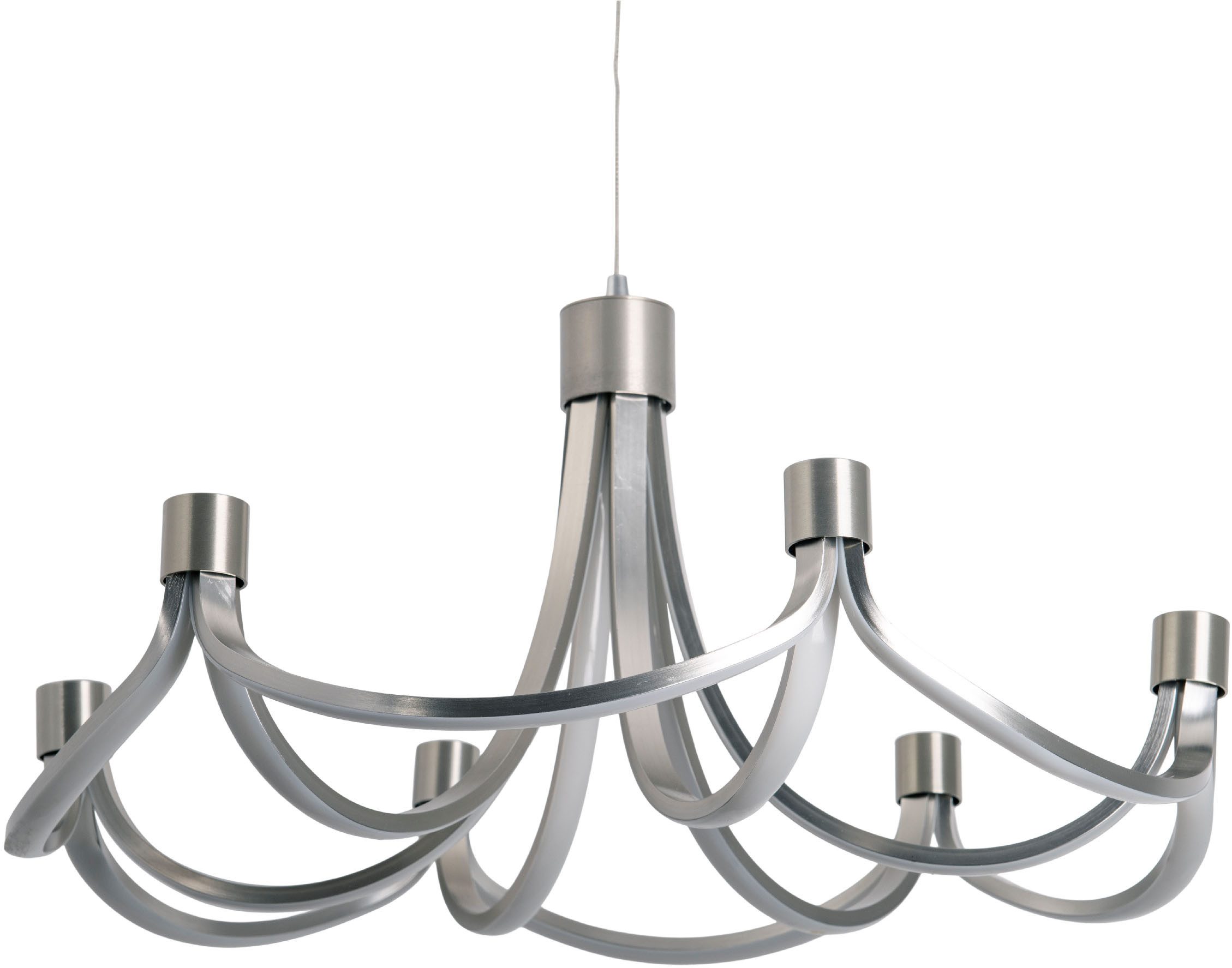 näve Led-hanglamp Festos Kroonluchter, trapsgewijs dimbaar, gesatineerd metaal, H: 150cm (1 stuk)