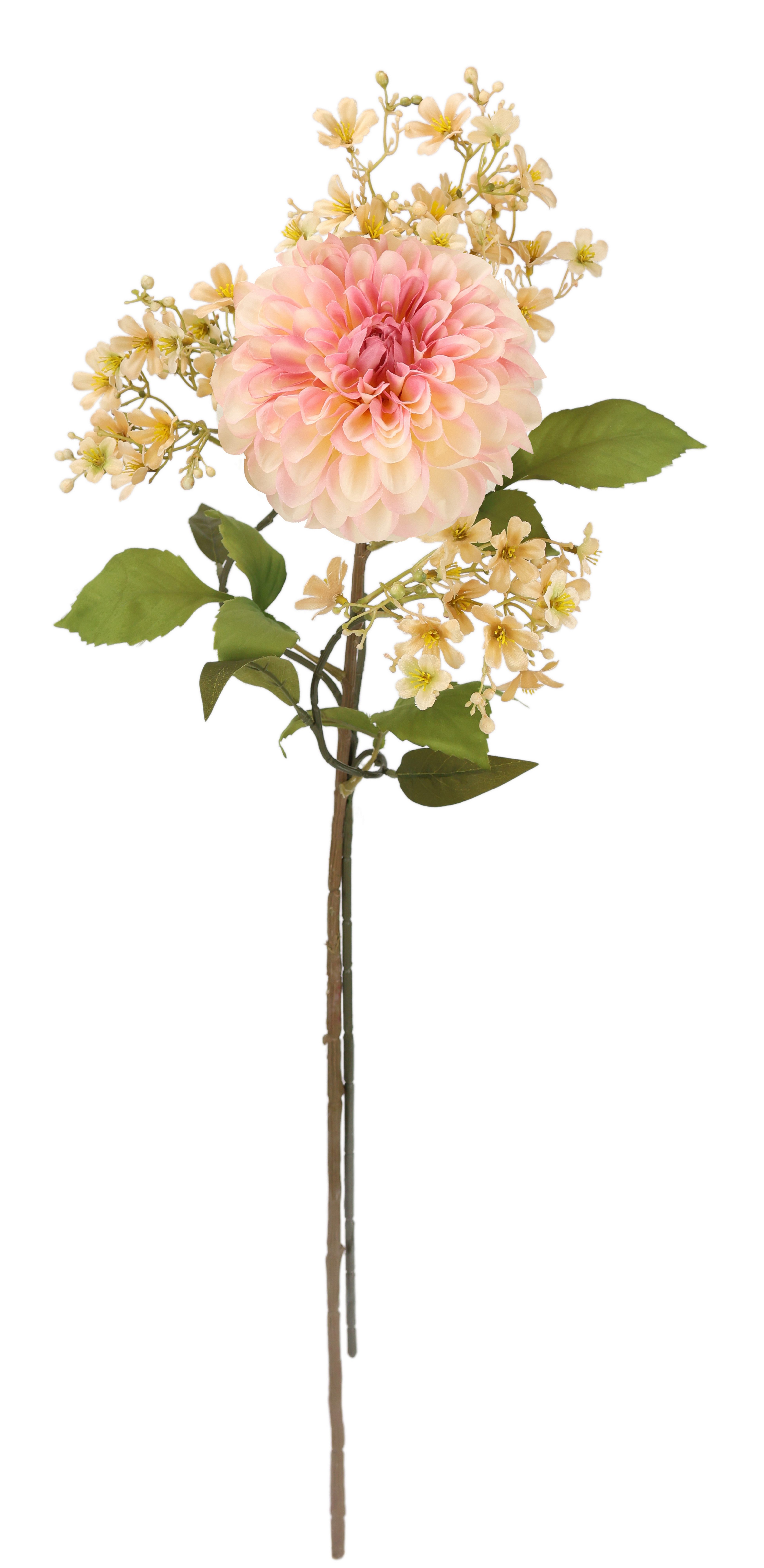 I.GE.A. Kunstbloem Stelenbloemen assortiment dahlia bloes tak Tak zijdenbloem enkele bloem herfst kunstbloemen decoratieve bloemen (2 stuks)