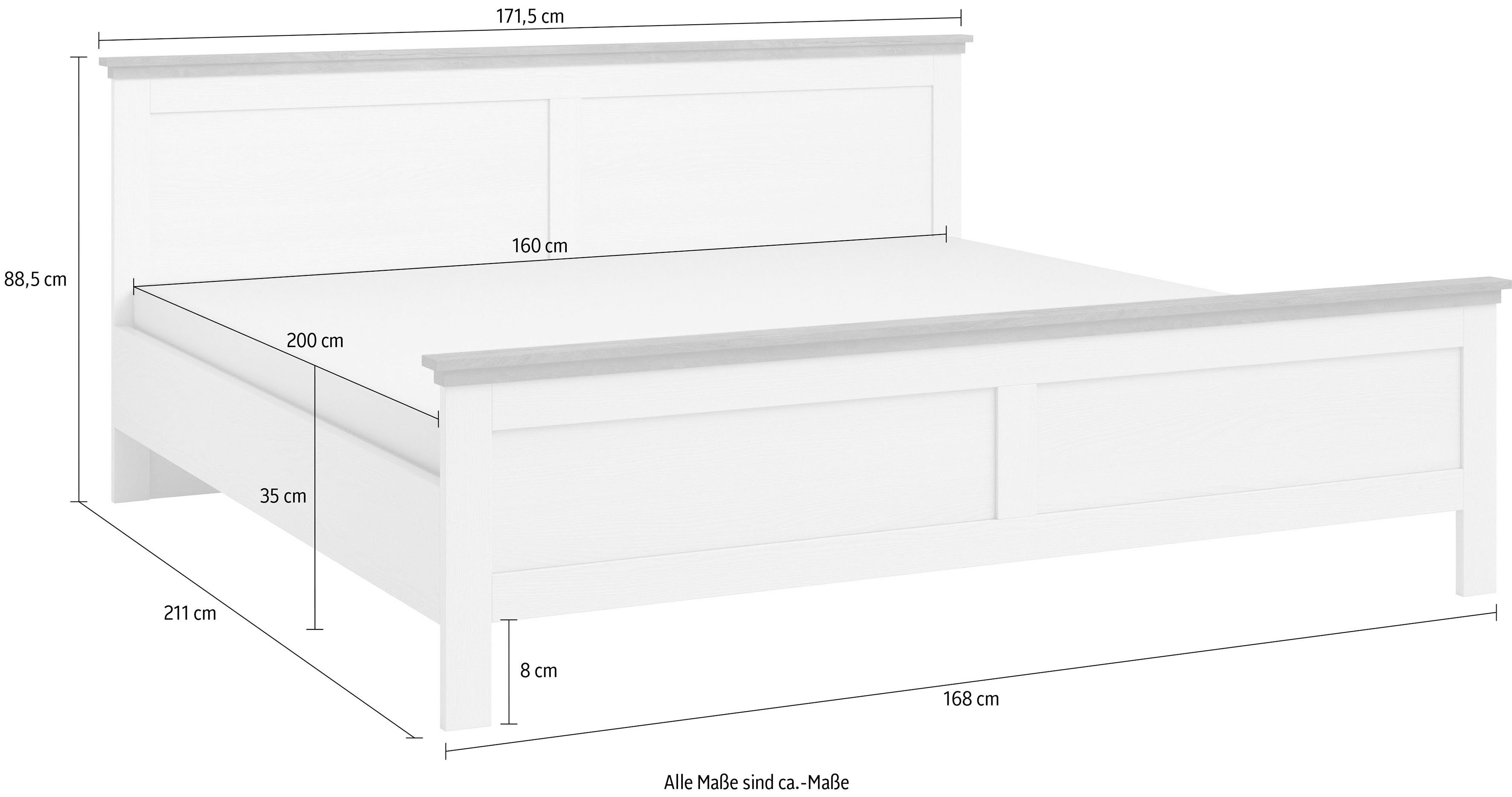 Home affaire Bedframe Evora, landelijke stijl, tweepersoonsbed, verkrijgbaar in 3 maten