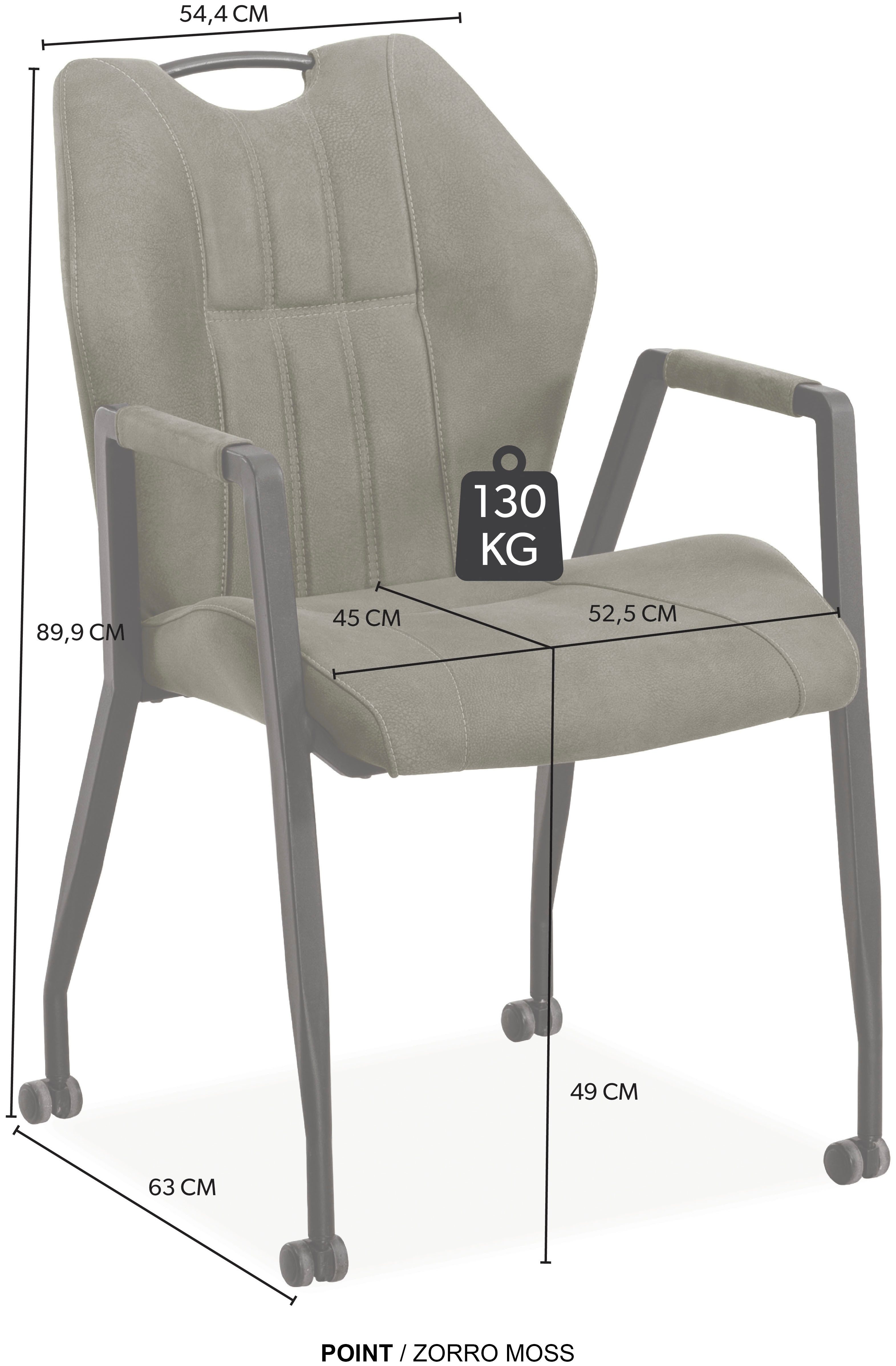 OMG Design Stoel met armleuningen Point Eetkamerstoel met wielen, bureaustoel (set)