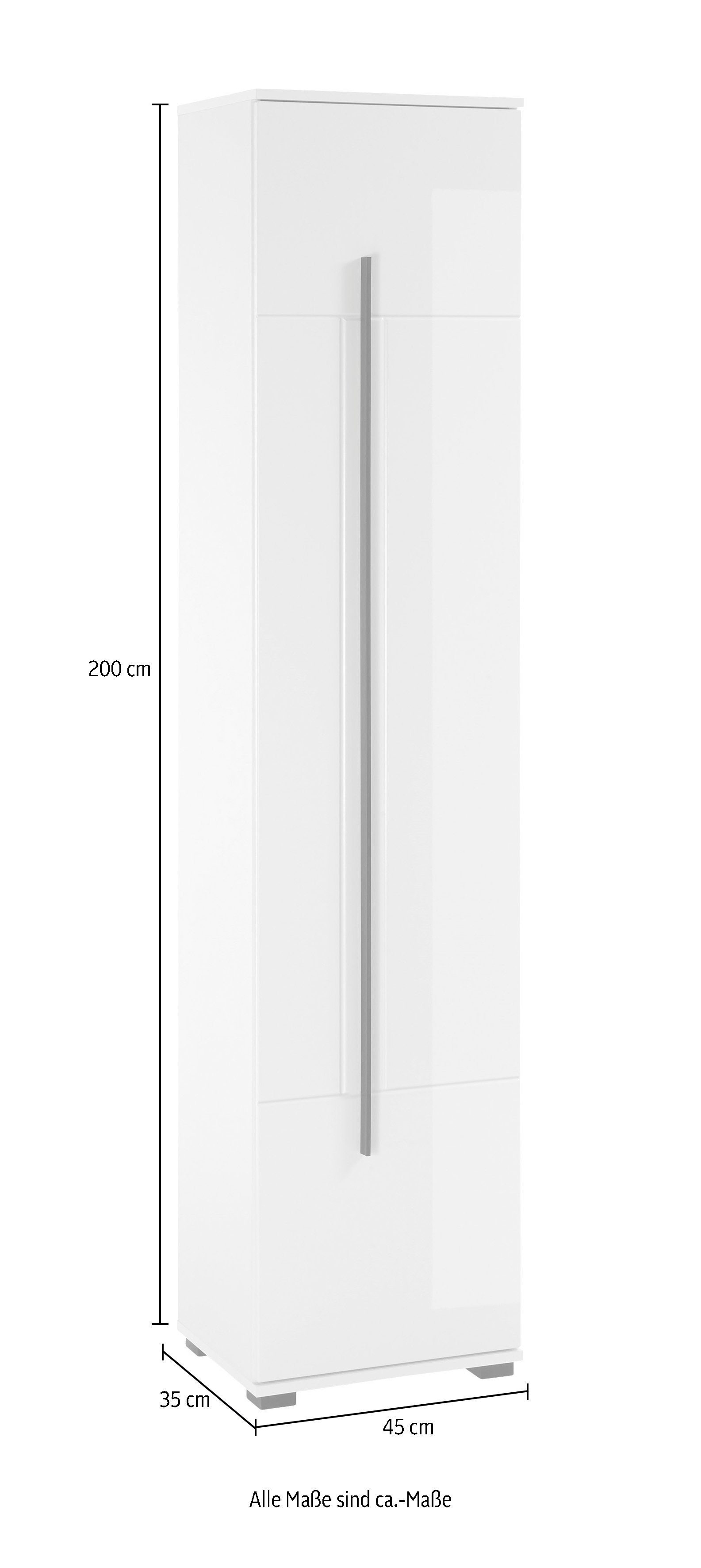 INOSIGN Hoge kast Cantara, Badschrank in Hochglanz Weiß, Hochschrank im modernen Design