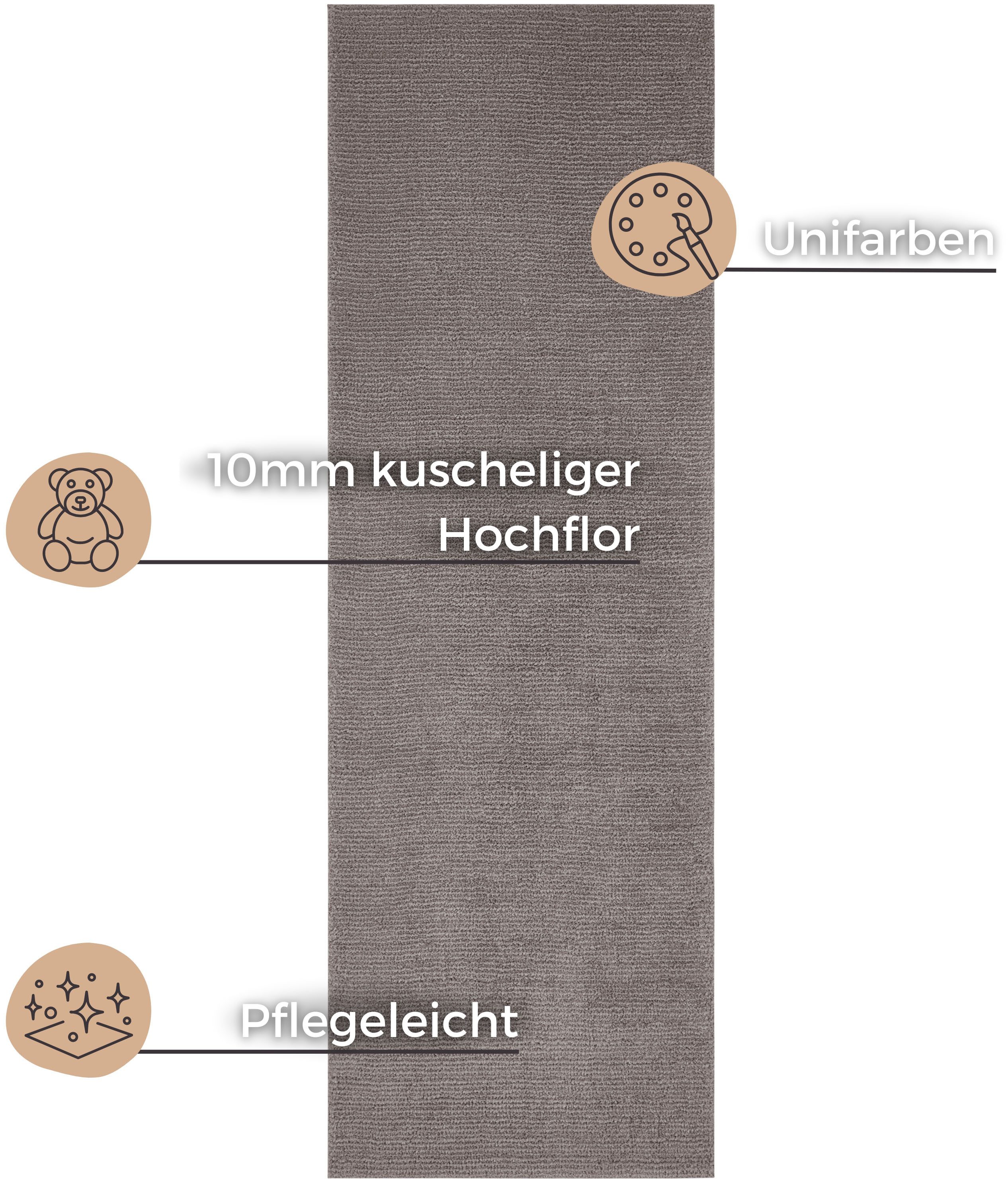 HANSE Home Vloerkleed Supersoft Kortpolig, loper modern, effen, woonkamer, slaapkamer