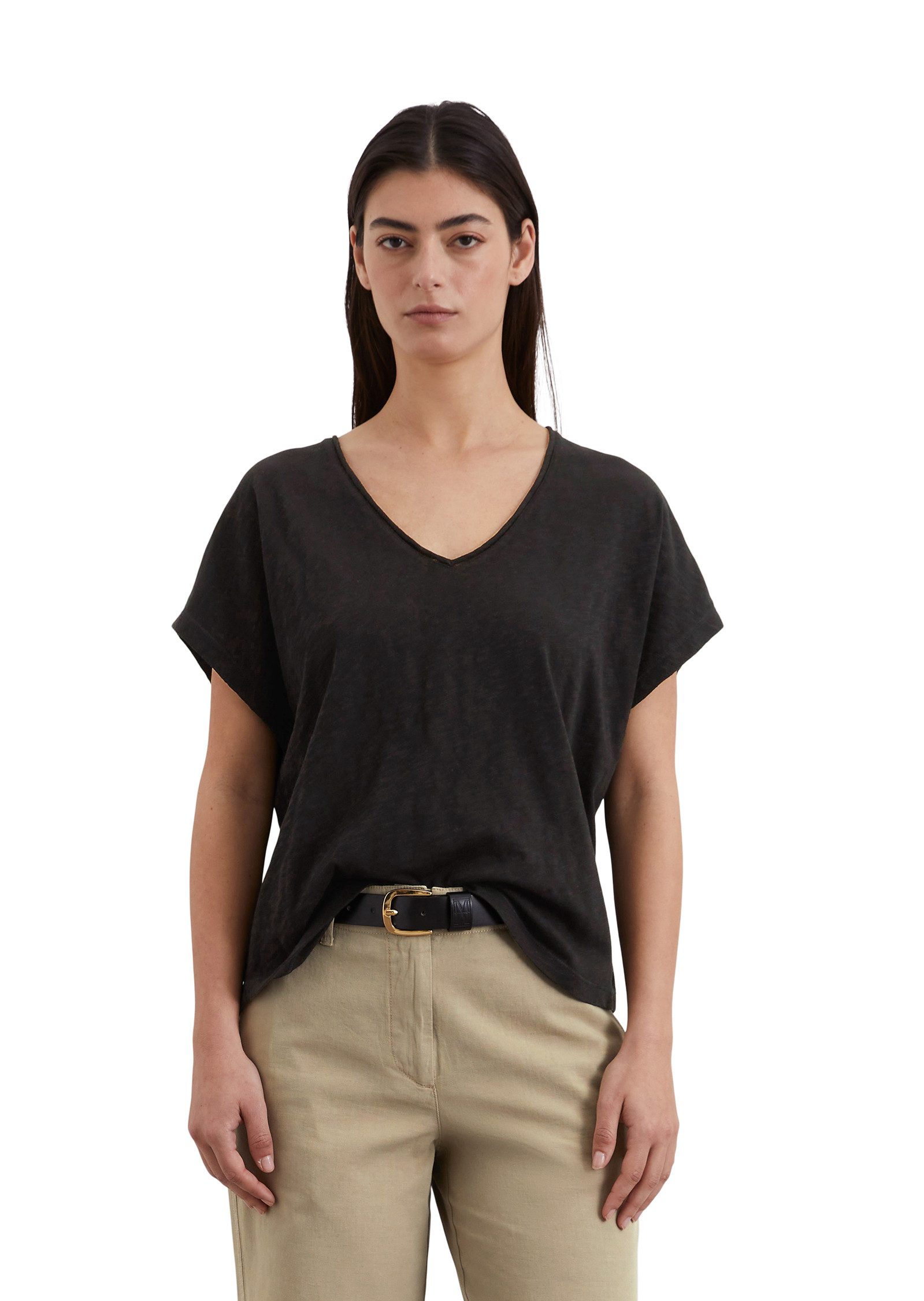 Marc O'Polo T-shirt met v-hals dames t-shirts maat XL zwart