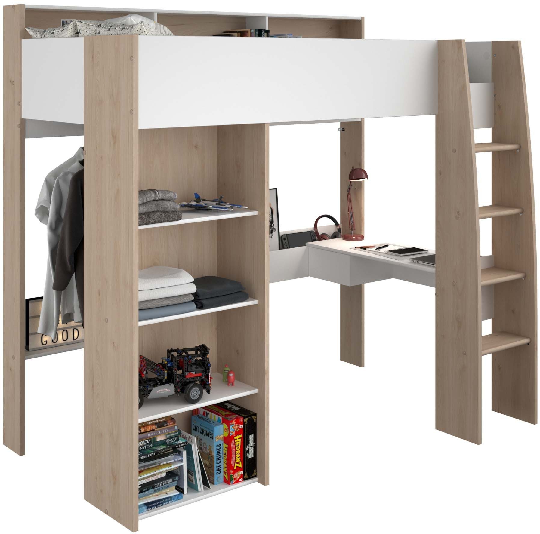 Parisot Hoogslaper Shelter 11 geïntegreerd bureau, ladder, rek, kledingstang, planken (1 stuk)