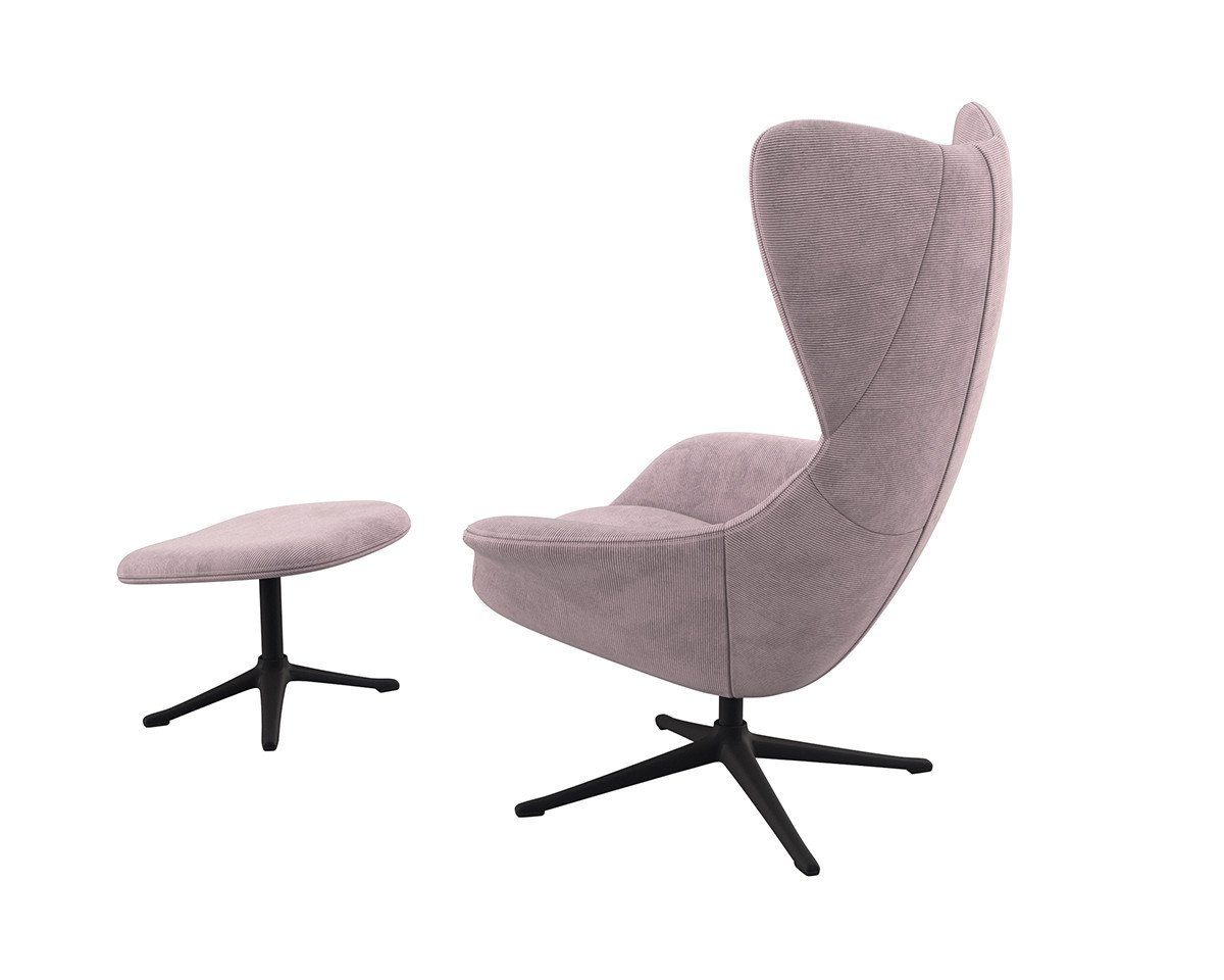 FLEXLUX Oorfauteuil Stilo relaxstoel, TV-stoel Solitaire, stijlicoon, draaibaar, zwarte poot