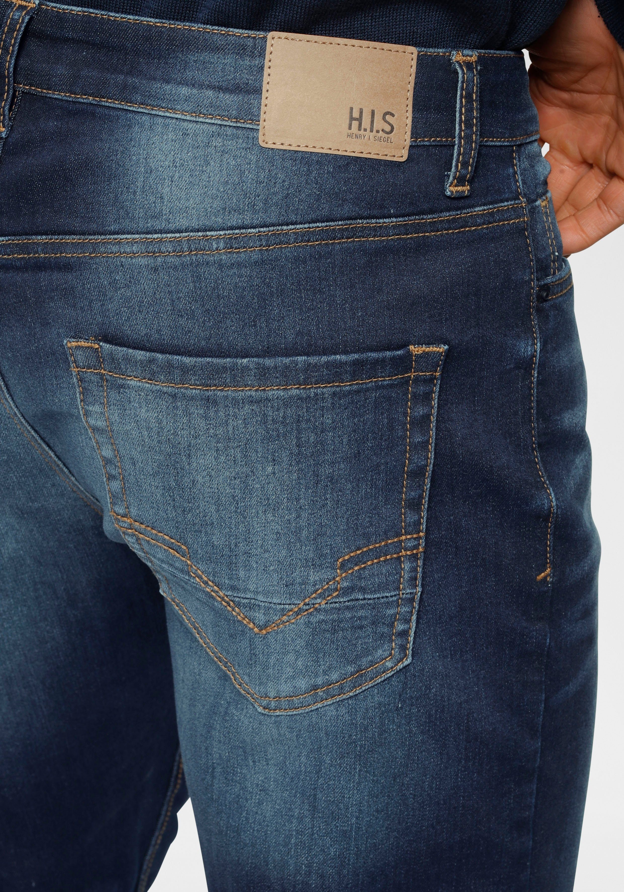 H.I.S Straight jeans DIX rechte pasvorm, lage taille, used-wassing