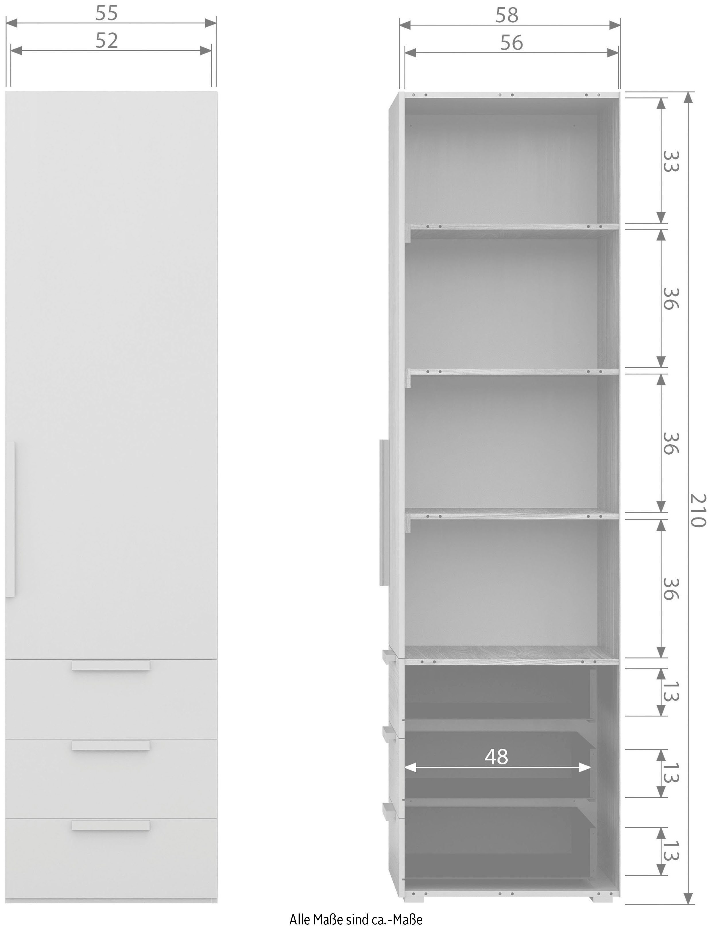 WOOOD Kledingkast Rens van notenhoutdecor, veel opbergruimte, hoogte 210 cm