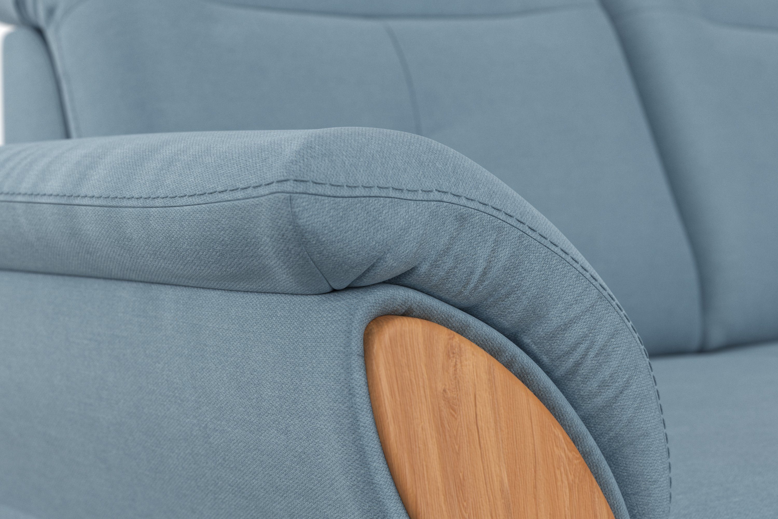 Home affaire 2-zitsbank Dangast Verstelbare hoofdsteun, houten frontlijsten, naar keuze ook in Easy clean bekleding