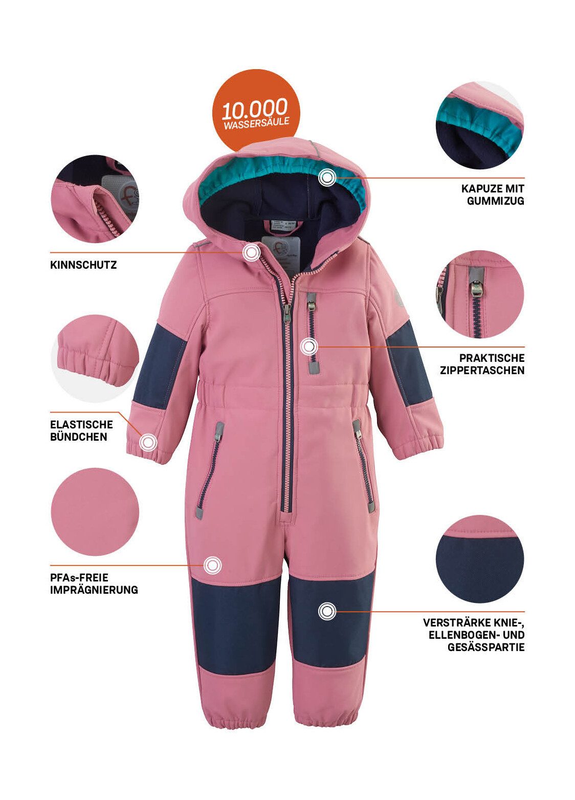 first instinct by killtec Jumpsuit FIOW 35 MNS ONPC Softshellpak met fleece binnenin, waterafstotend, winddicht
