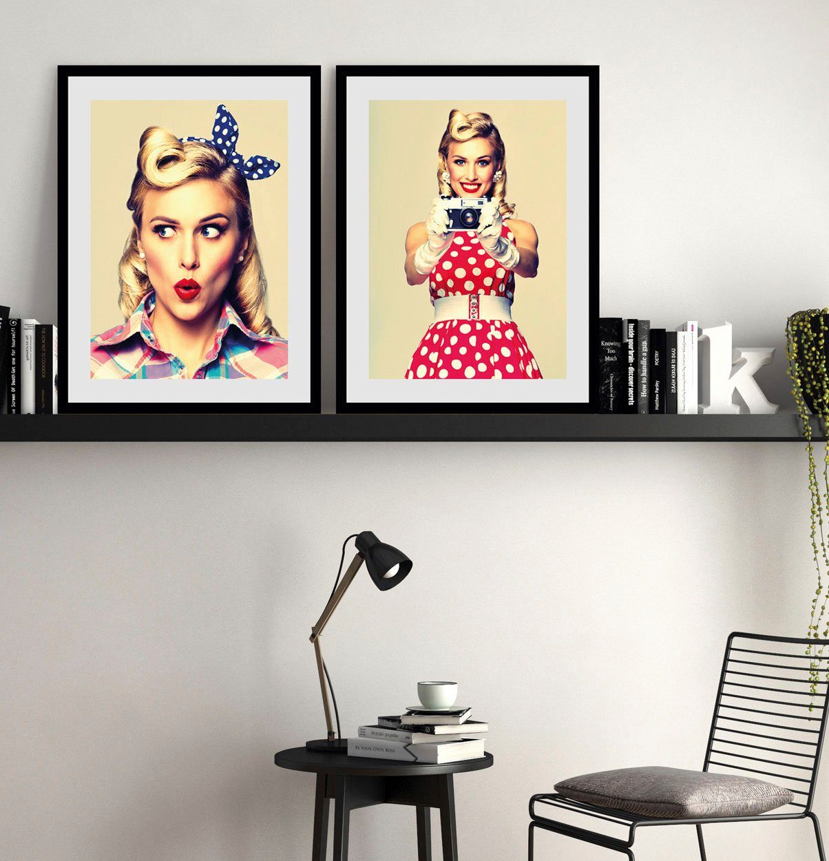 queence Wanddecoratie Say Cheese! HD premium posterdruk incl. houten lijst (1 stuk) schilderijen maat 30 cm x 40 cm rood
