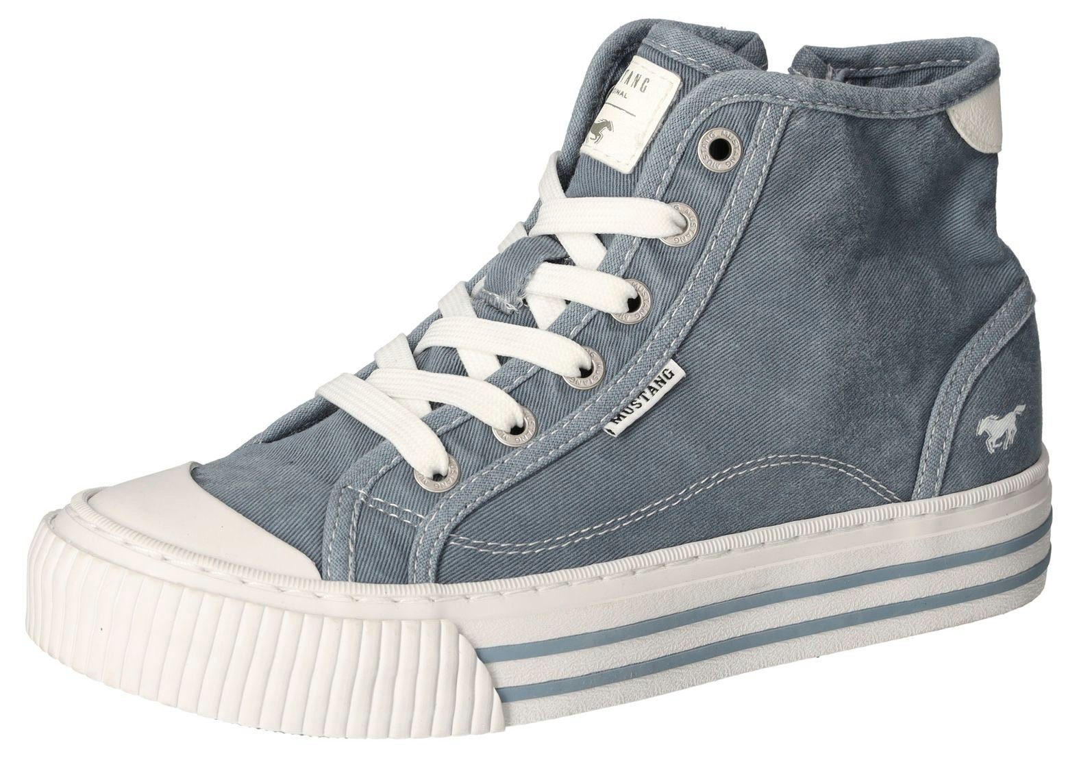 Mustang Shoes Plateausneakers veterschoen, vrijetijdsschoen, high top-sneaker met rits