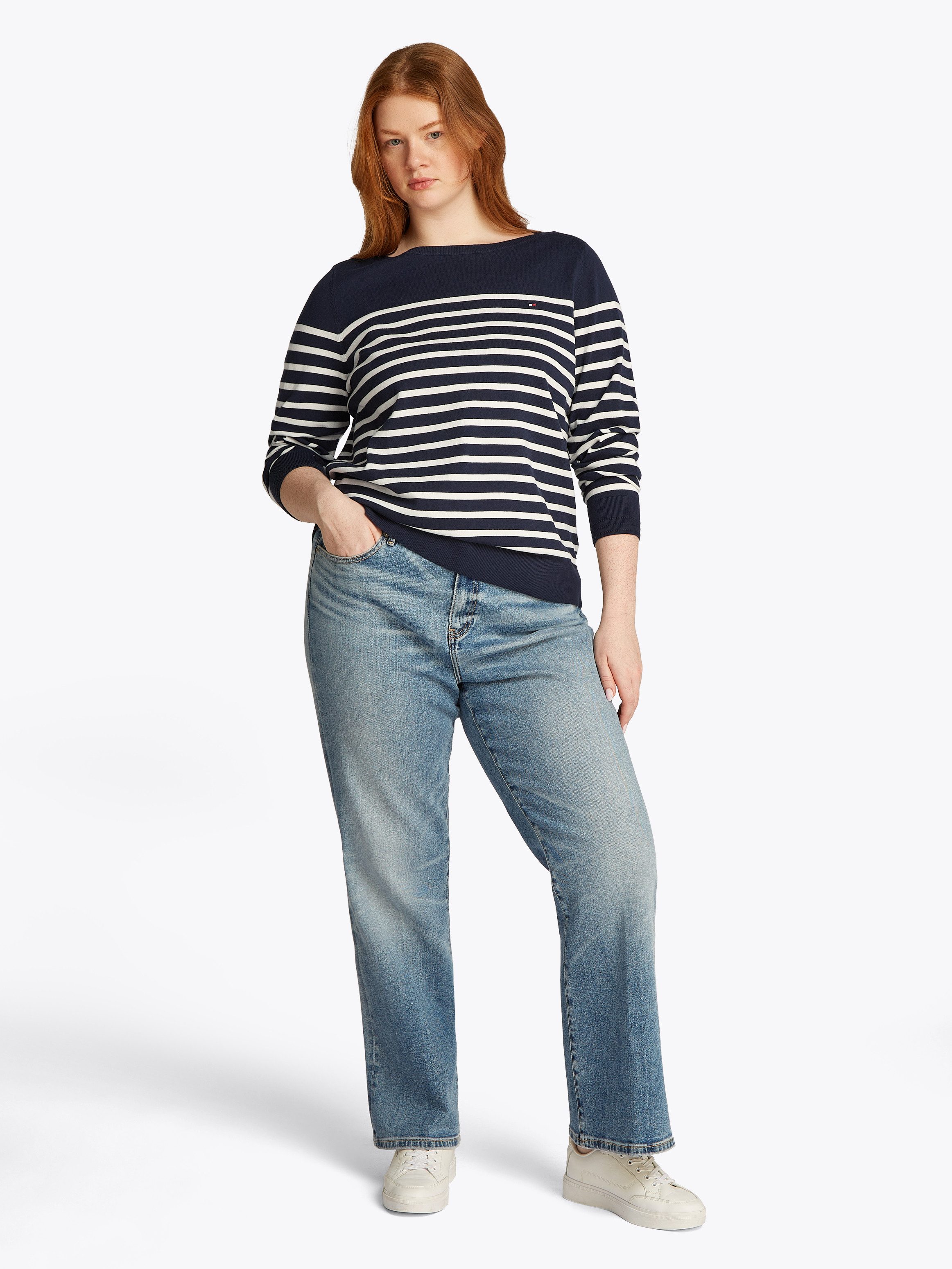 Tommy Hilfiger Curve Gebreide trui CRV CO JERSEY STITCH LS B-NK SWT