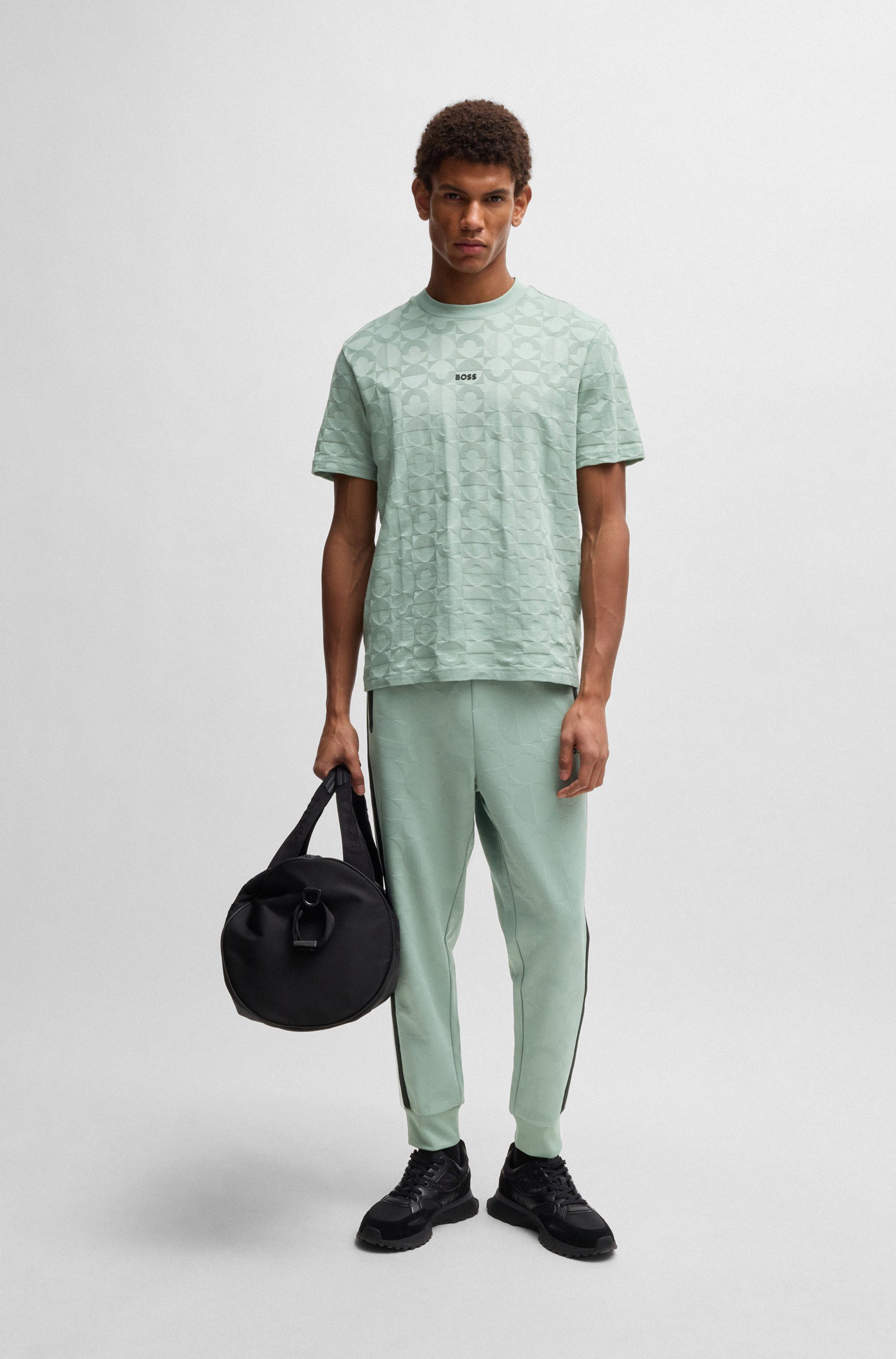BOSS GREEN Sweatbroek Hover Striped C met contrastkleurige strepen