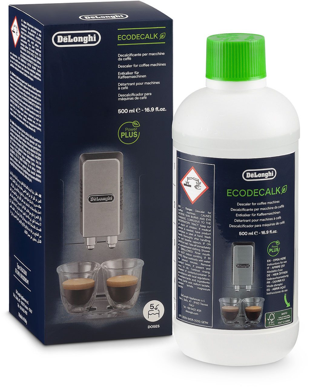 De'Longhi Ontkalker DLSC500 EcoDecalk, Kalkverwijderaar voor volautomatisch koffiezetapparaat en espressomachine