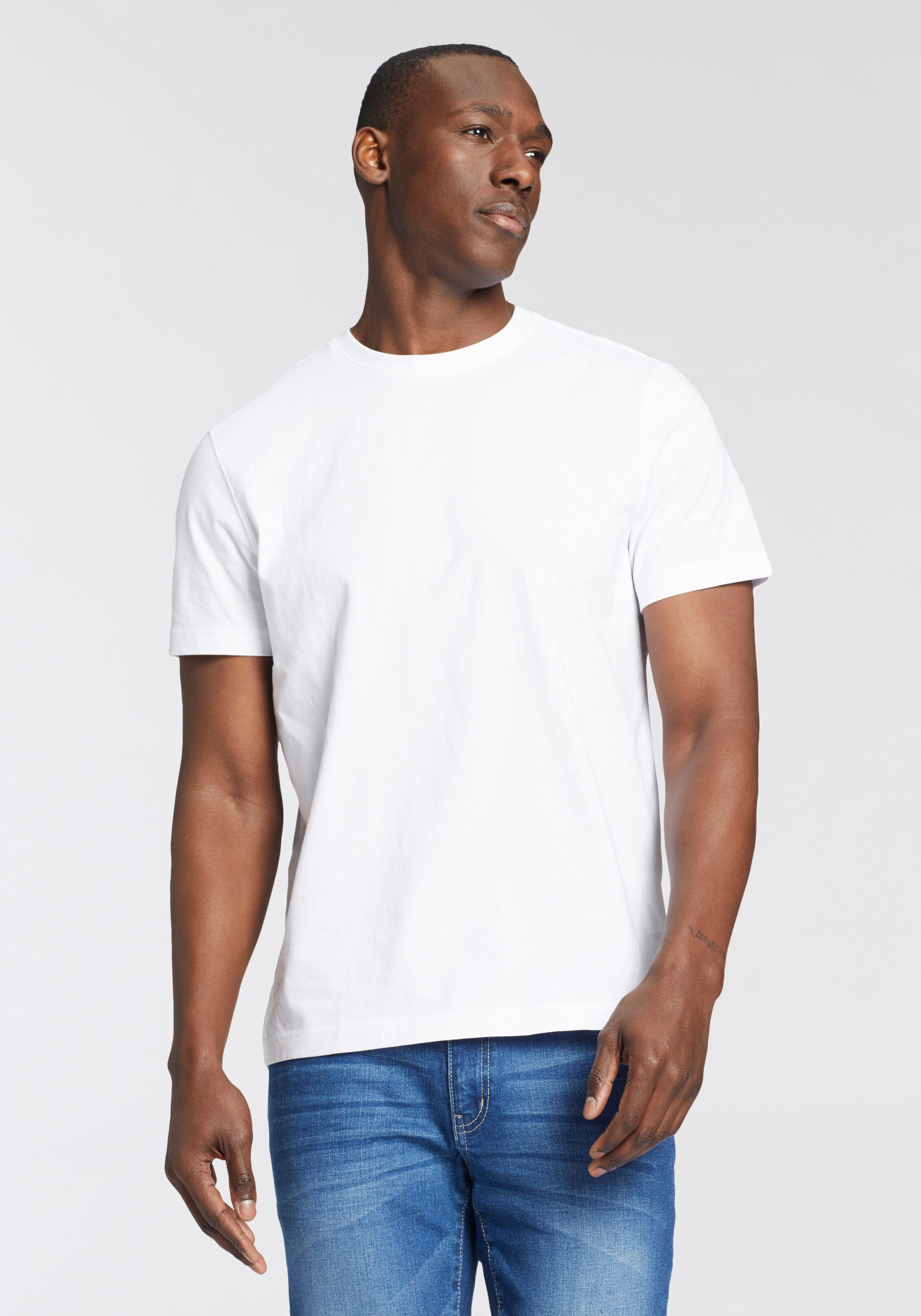Man's World Shirt met ronde hals Korte mouw, effen kleur, ronde hals, van katoen(6-delig, Set van 6)