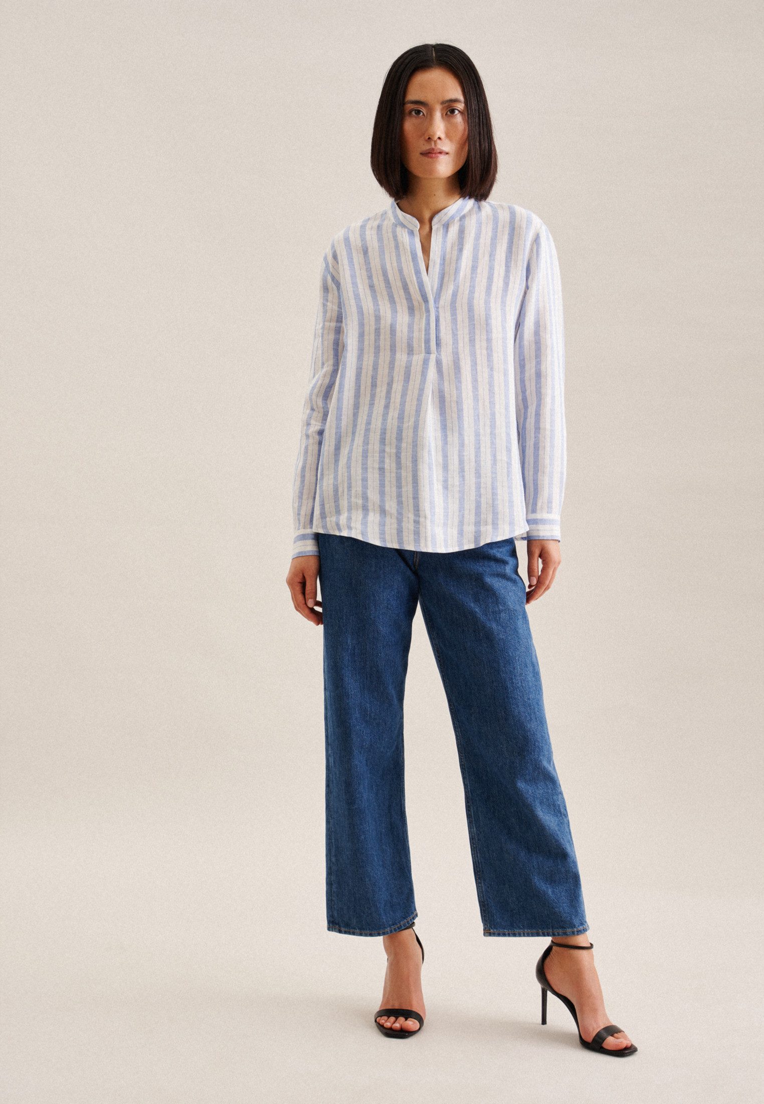 seidensticker Klassieke blouse Zwarte roos Tunika garenverver