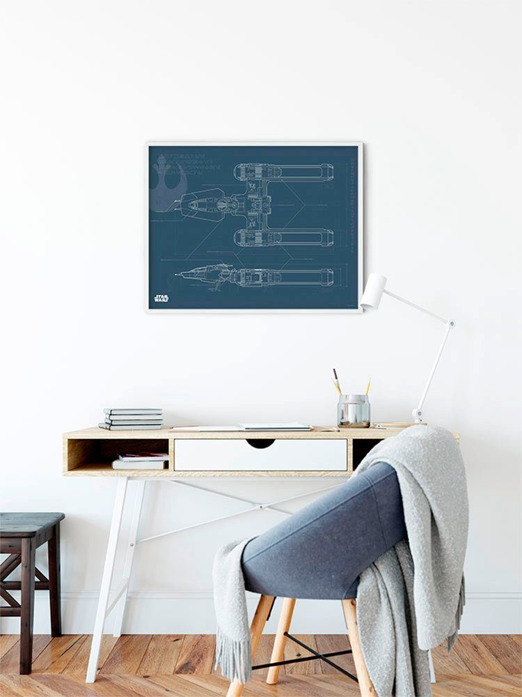 Komar Wanddecoratie Star Wars EP9 Blueprint Y-Wing Wanddecoratie voor de kinderkamer - zonder lijst (1 stuk)