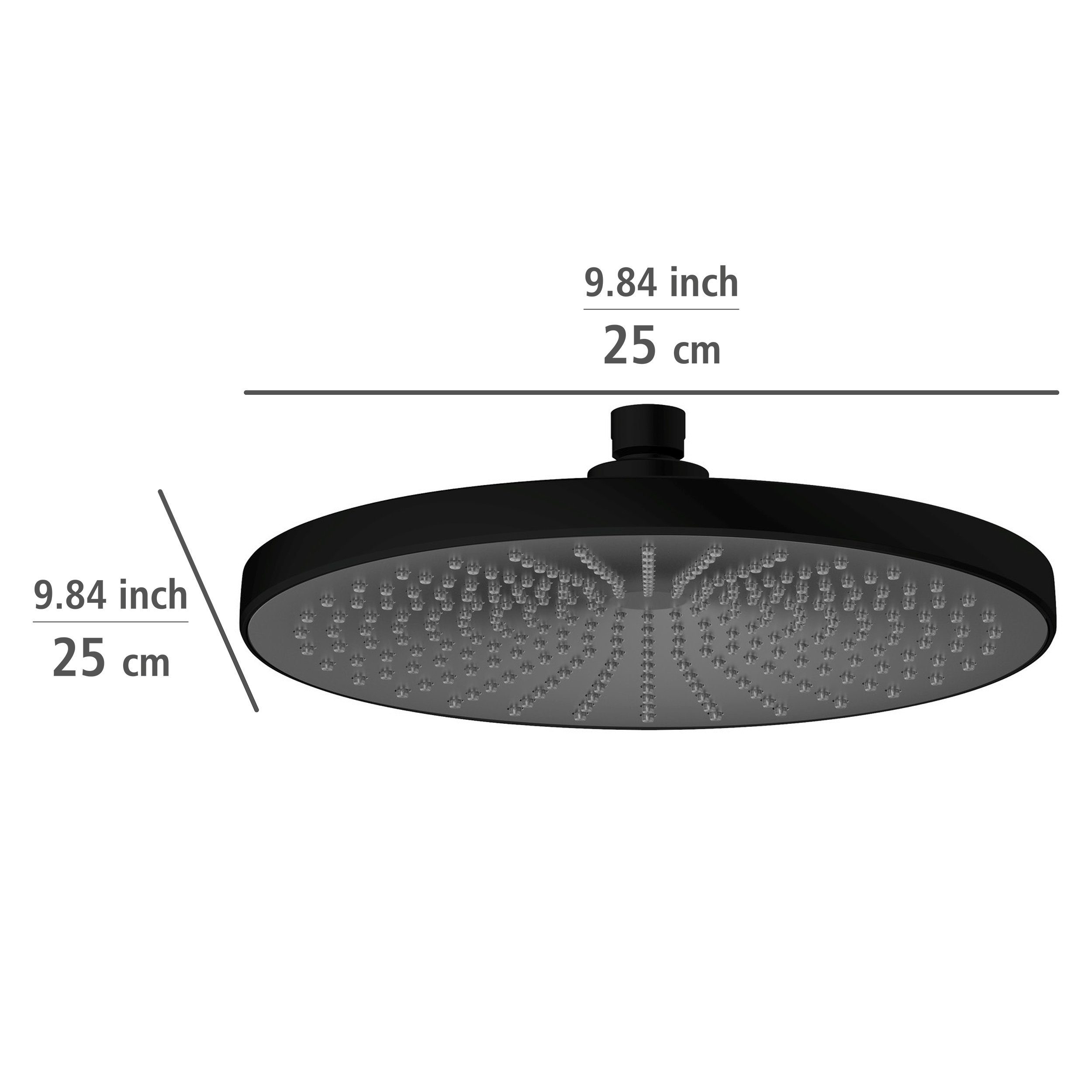 WENKO Regendouchekop Ultimate Shower Zwart/grijs, Ø 25 cm (1-delig)
