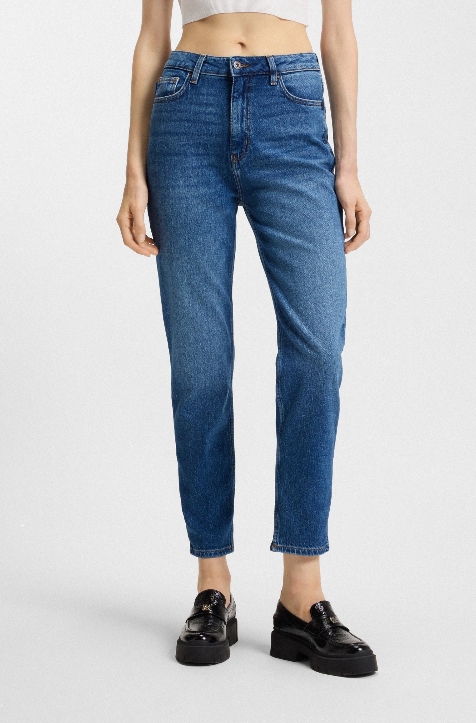 HUGO Blue Mom jeans Noe Straight fit jeans met hoge taille