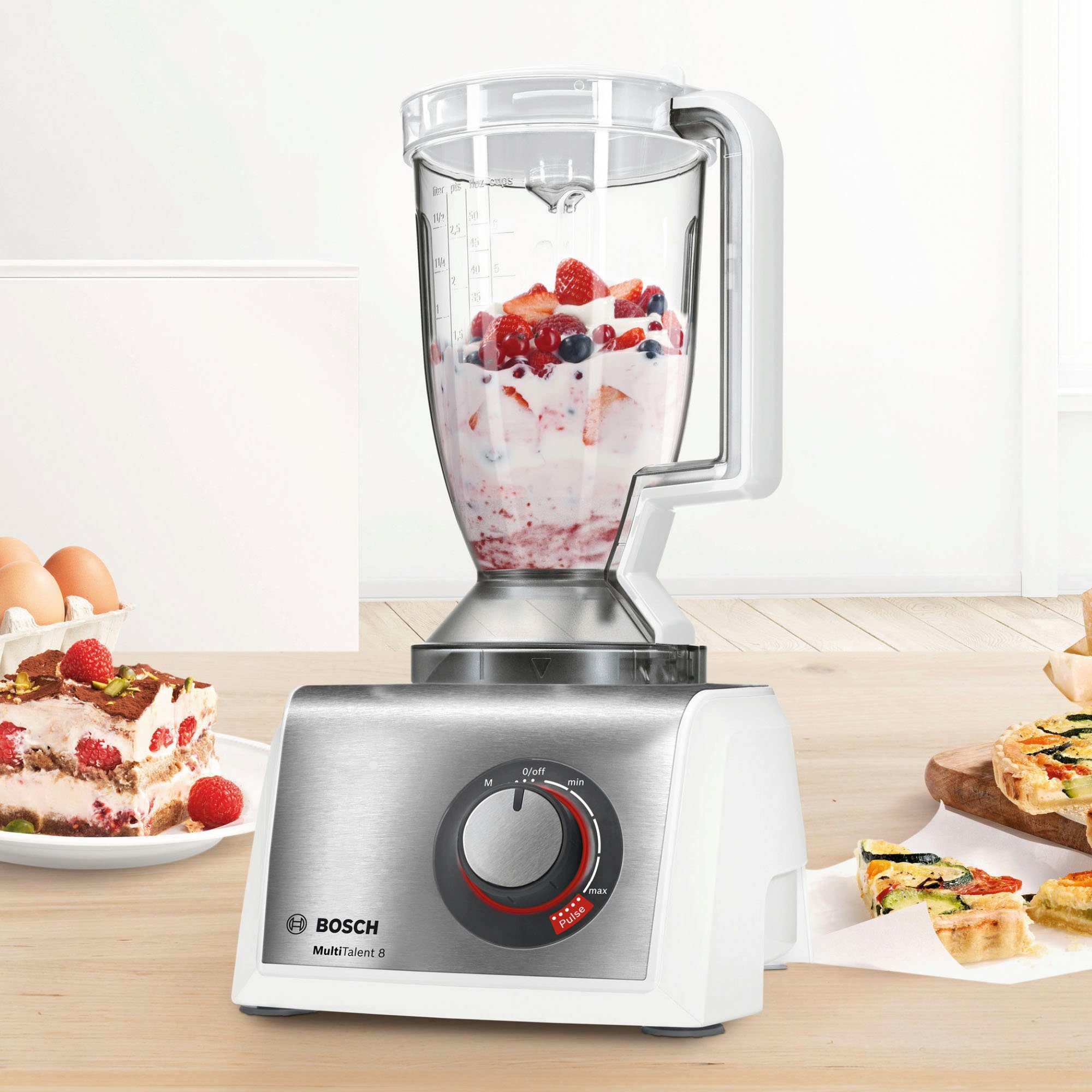 BOSCH Compacte keukenmachine Multitalent 8 MC812S814 3,9l kom, 1,5 l mixopzet, roergarde, universeel mes, 3 schijven