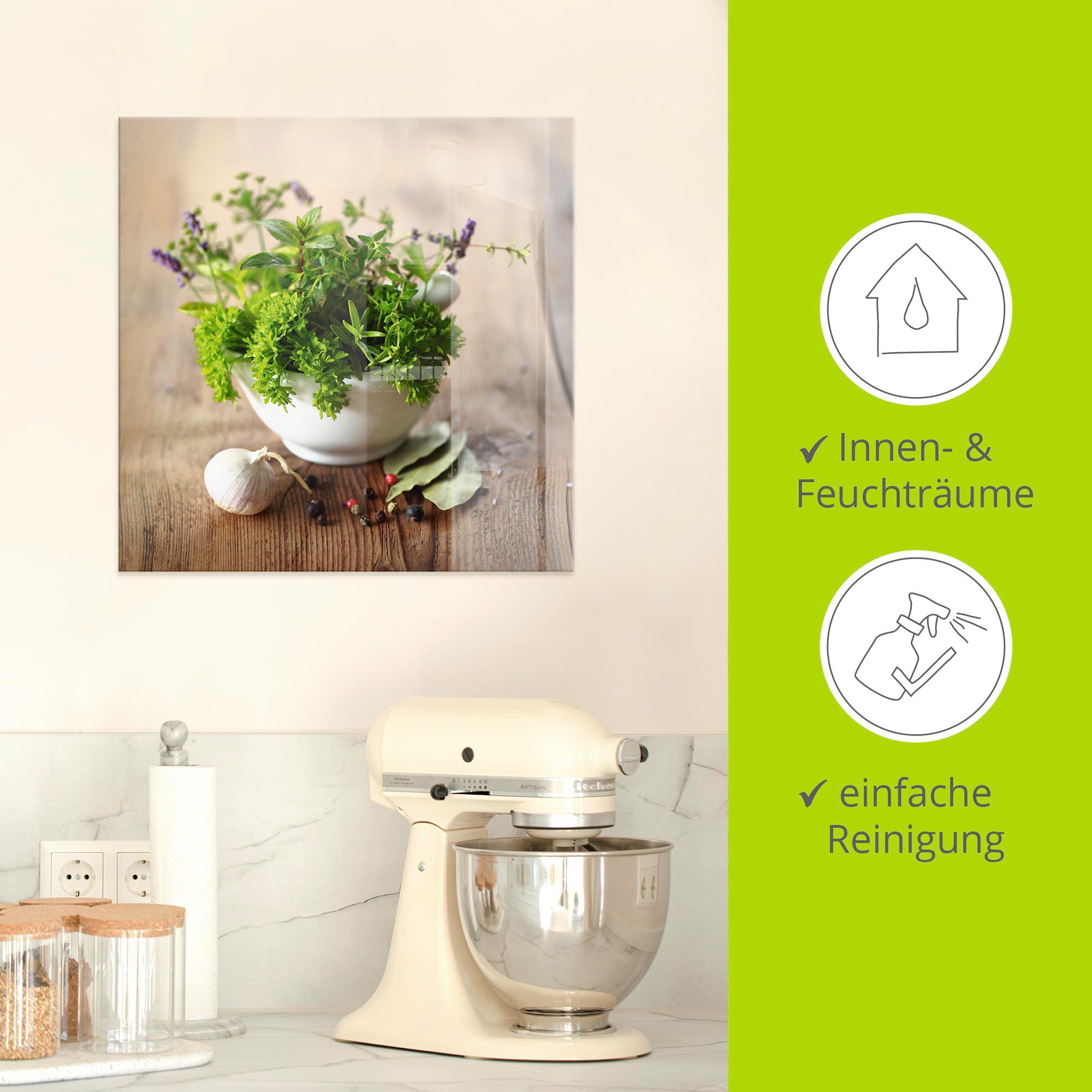 Artland Print op glas Verschillende kruiden - keuken
