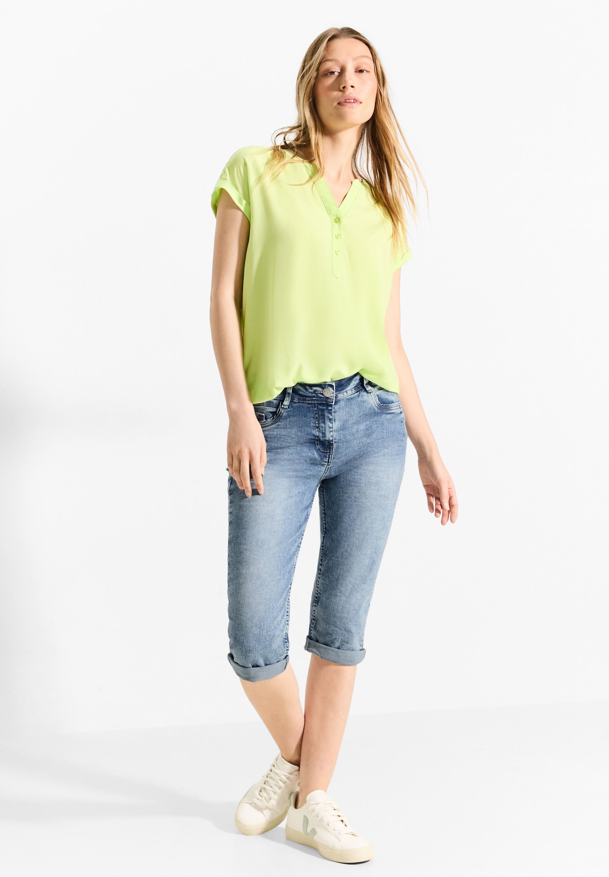 Cecil Jeansshort Stijl Toronto met decoratieve naden