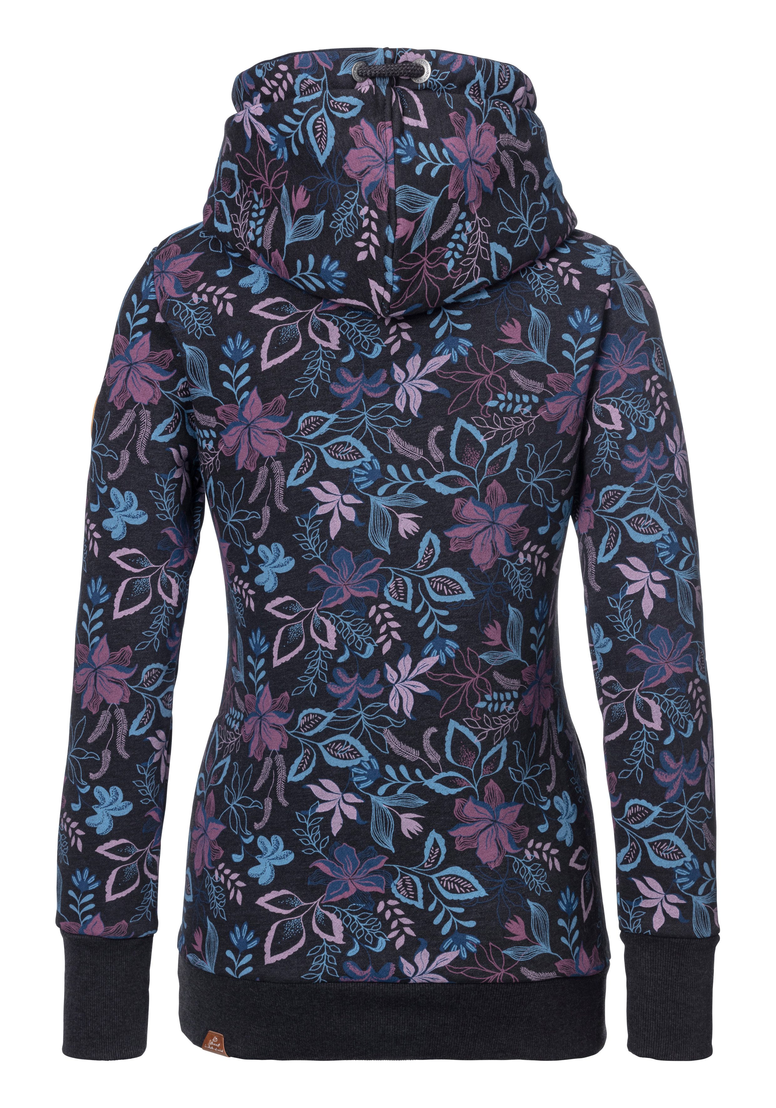Ragwear Sweater GRIPY FLOWERS O Hoodie met gebloemde print all-over
