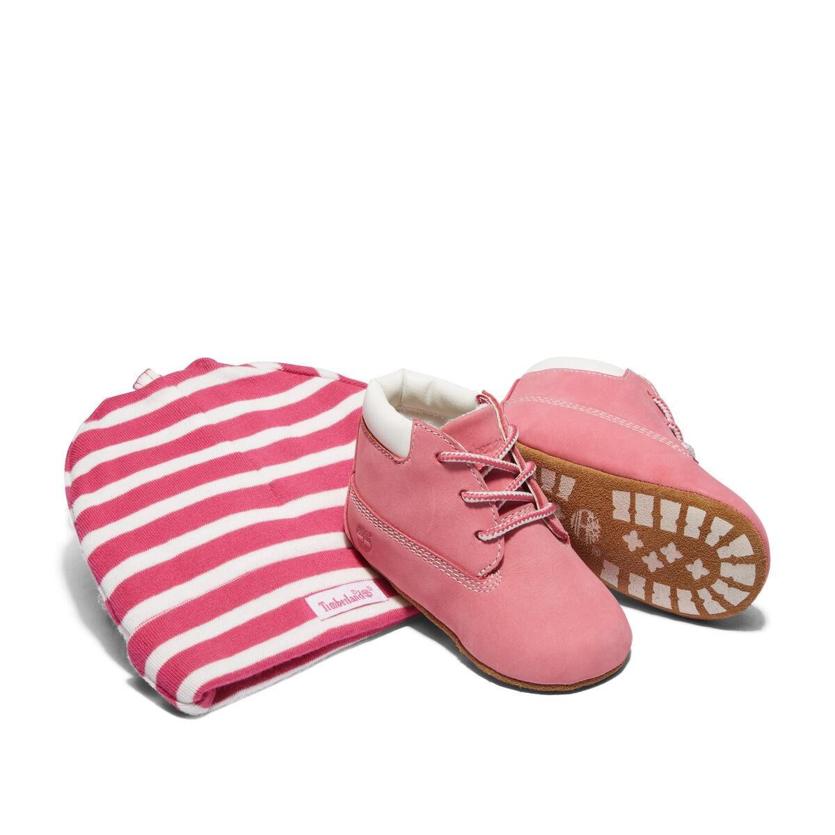 Babyslofjes Timberland Crib Bootie with Hat Fuchsia Rose Nubuck