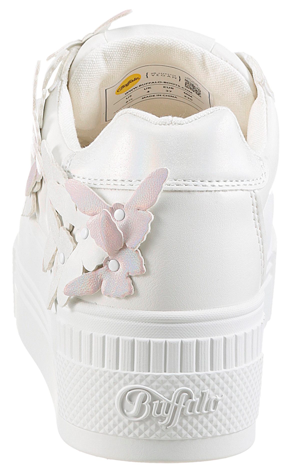 Buffalo Plateausneakers PAIRED BUTTERFLY , veterschoen, vrijetijdsschoen, lage schoen met vlinder-decoratie