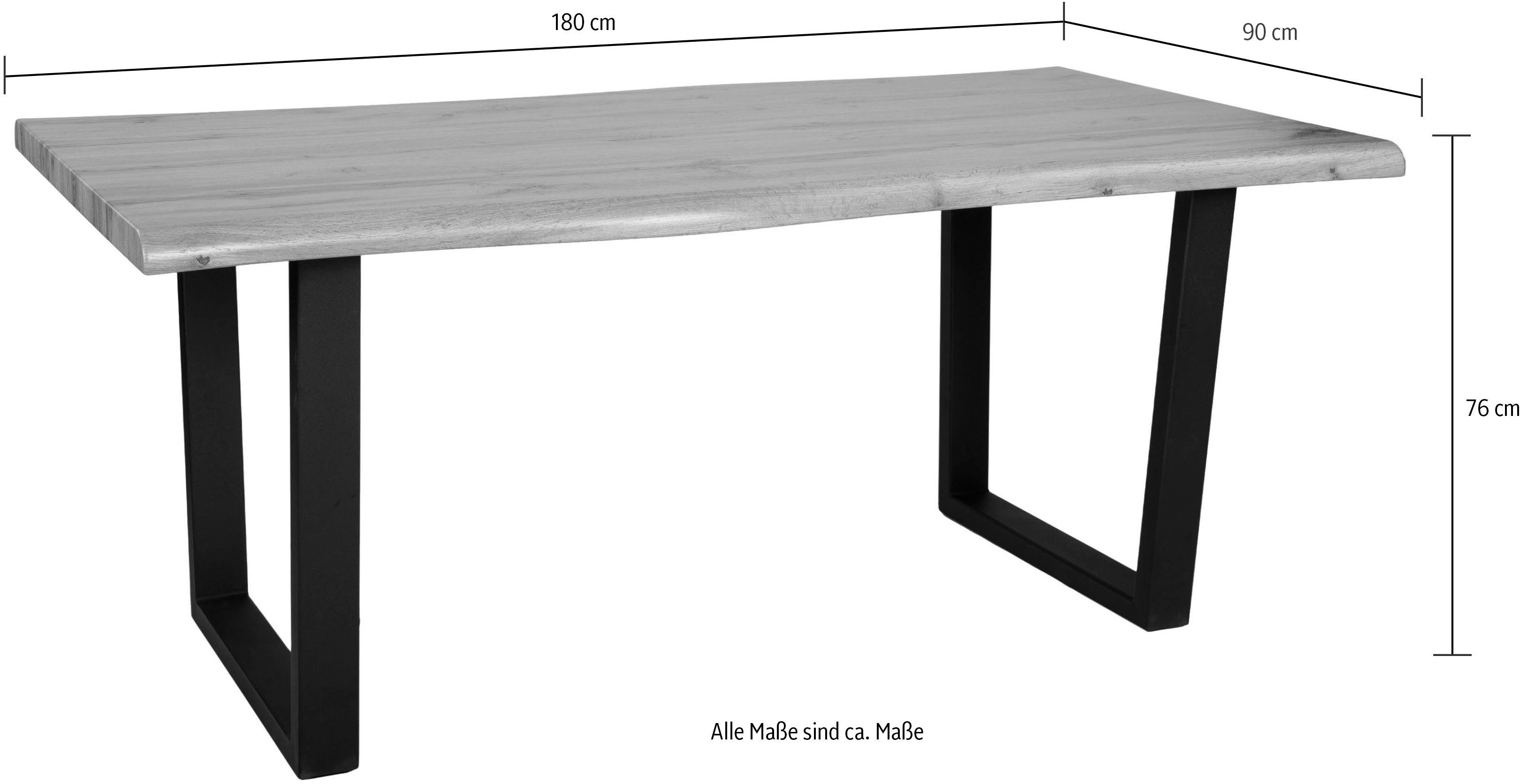 Duo Collection Tafel met hout Tafel Thea Massief beugelonderstel van metaal, draagvermogen tot 100 kg